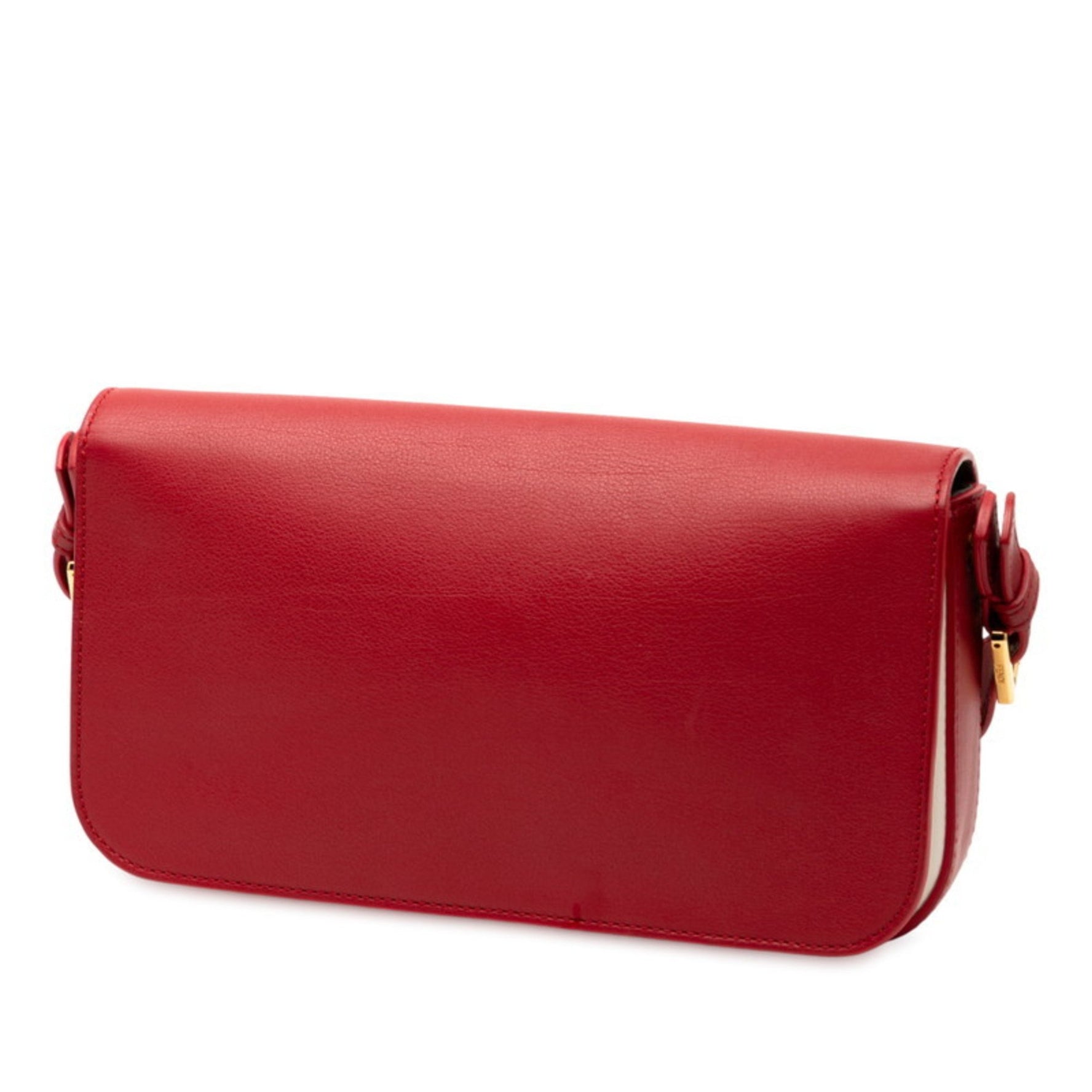 FENDI Trebucket One-Shoulder Bag Red Leather