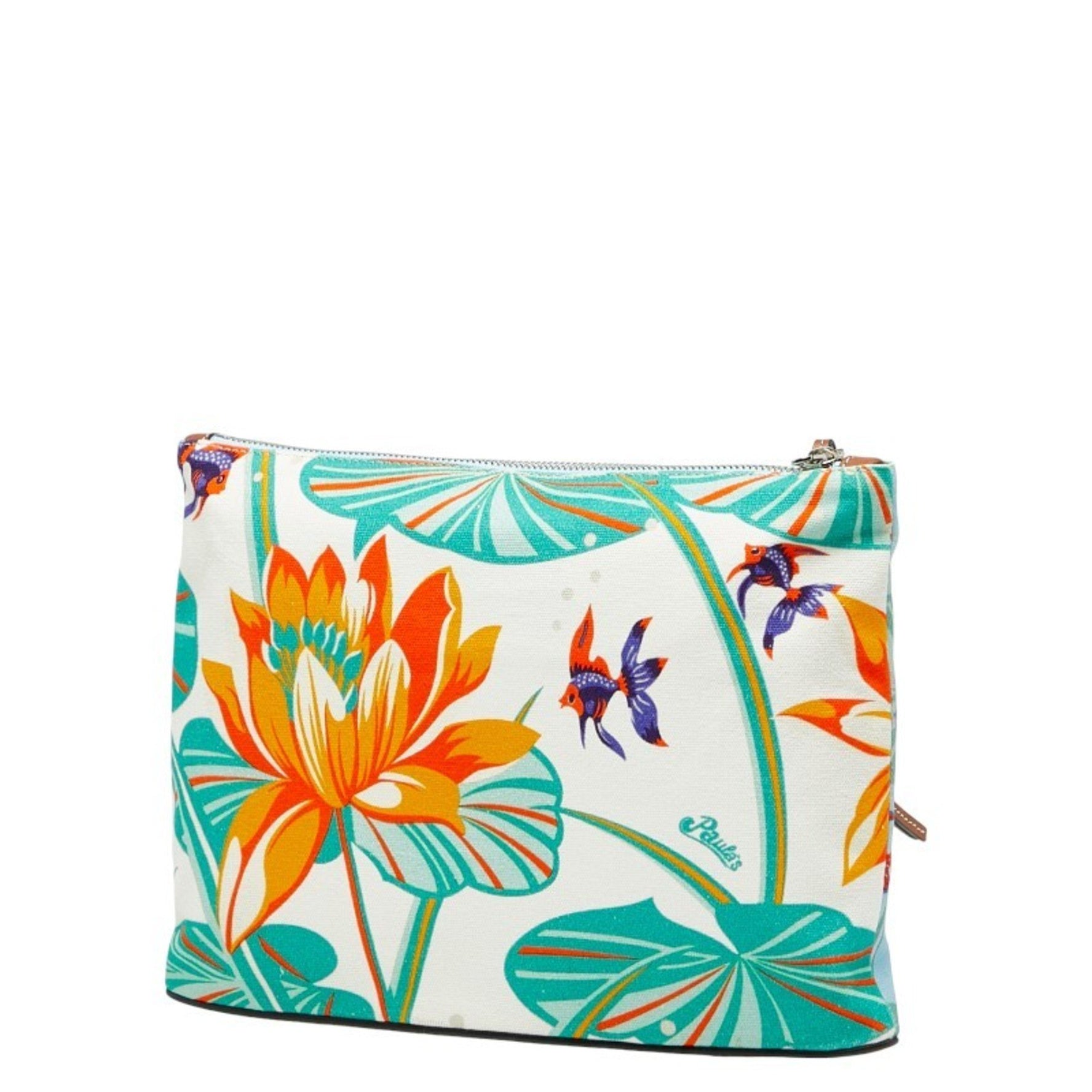 LOEWE x Paula's Ibiza Pouch, Light Blue Multicolor Canvas and Leather