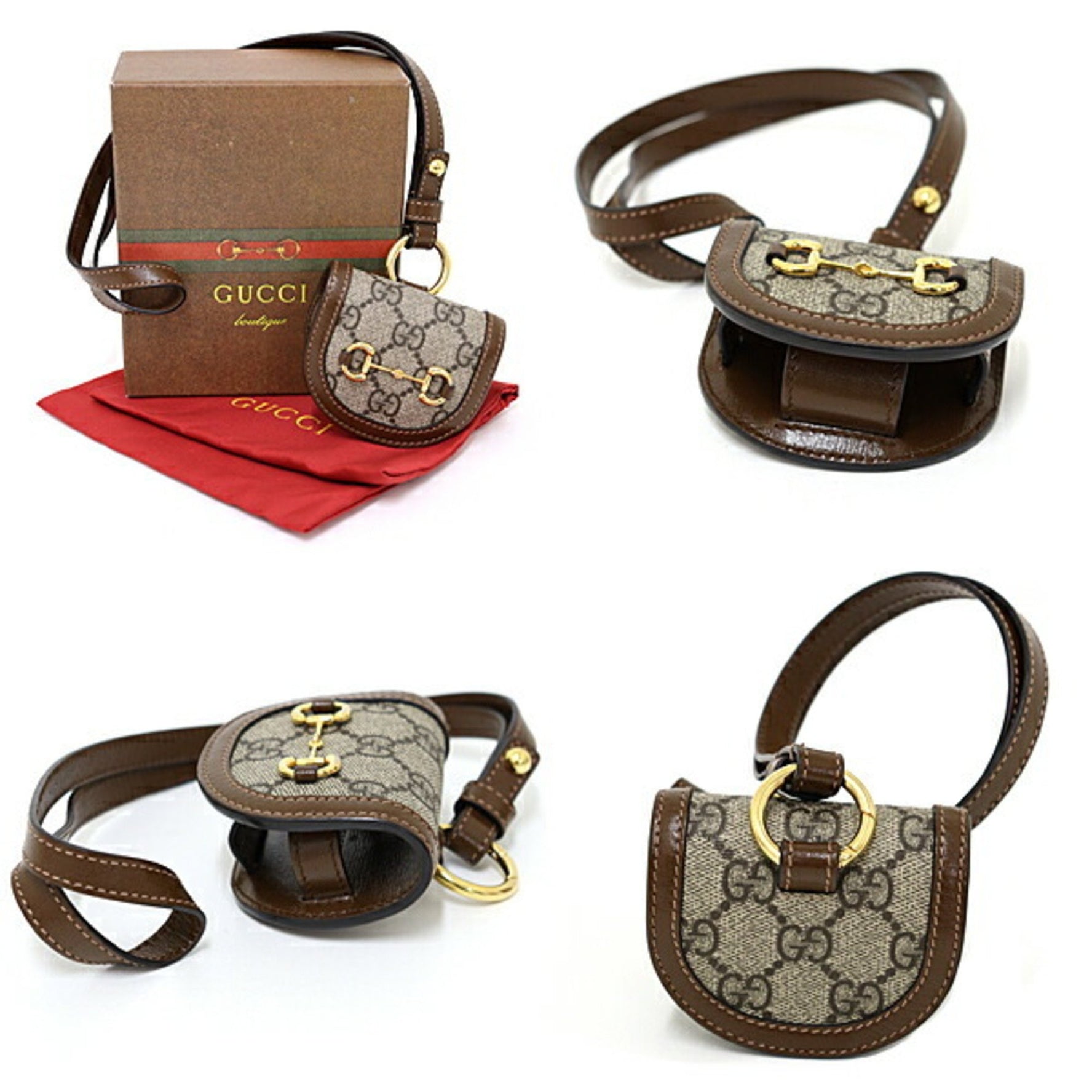 GUCCI Horsebit Airpods Case GG Supreme Canvas Beige