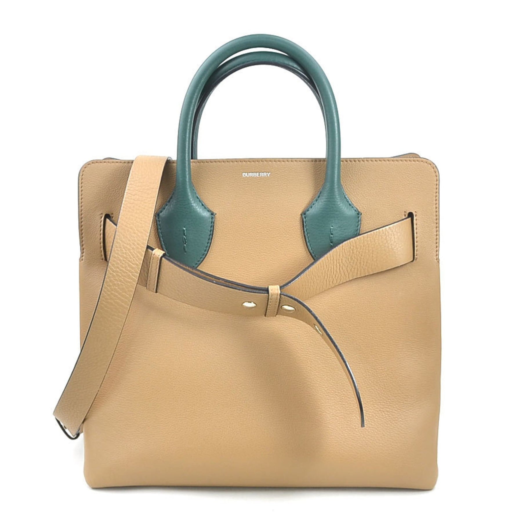 Burberry Handbag Shoulder Bag Leather White x Beige Green Men's
