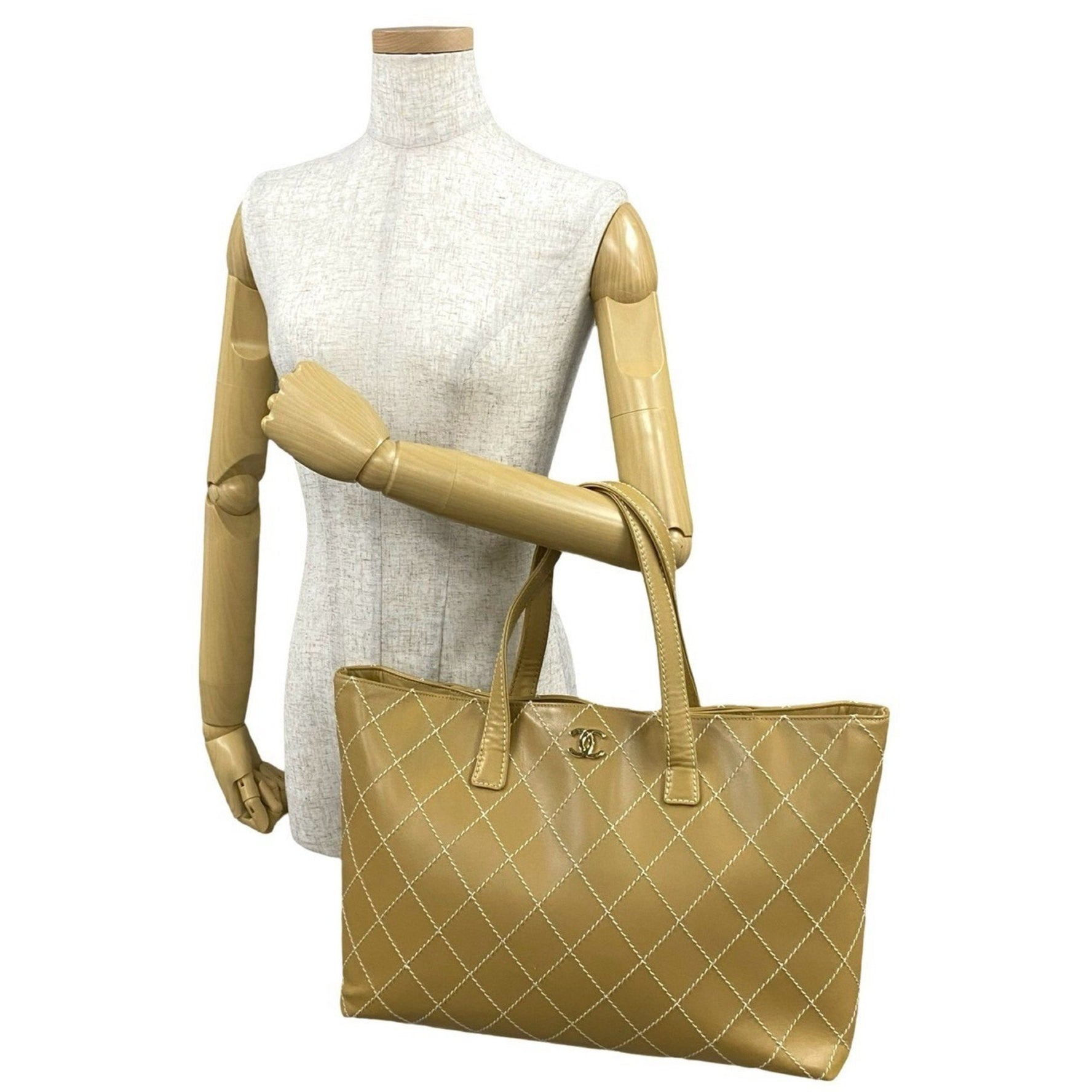 CHANEL Wild Stitch Coco Mark Leather Tote Bag