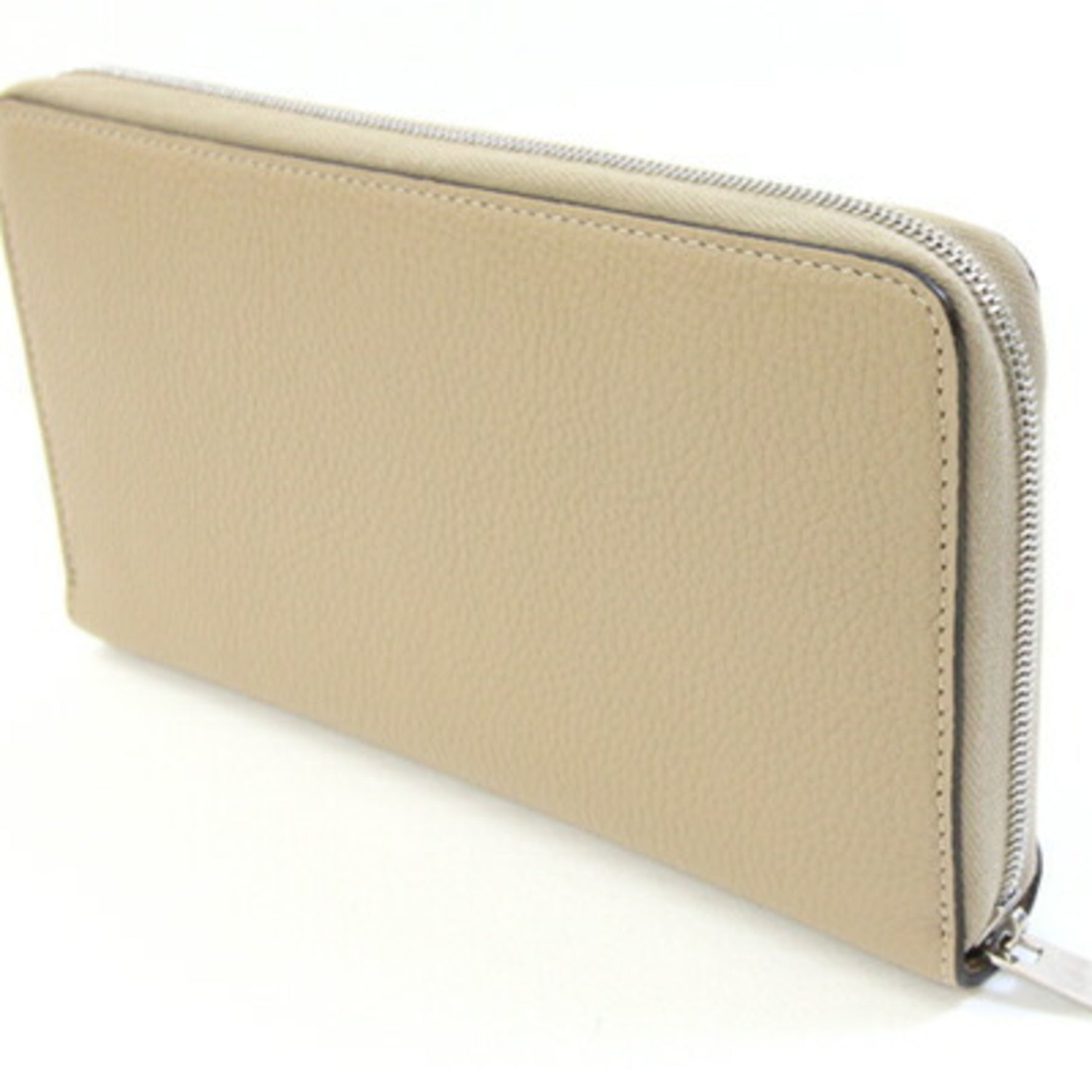Celine Round Long Wallet Beige Red Leather Zip Two-Tone