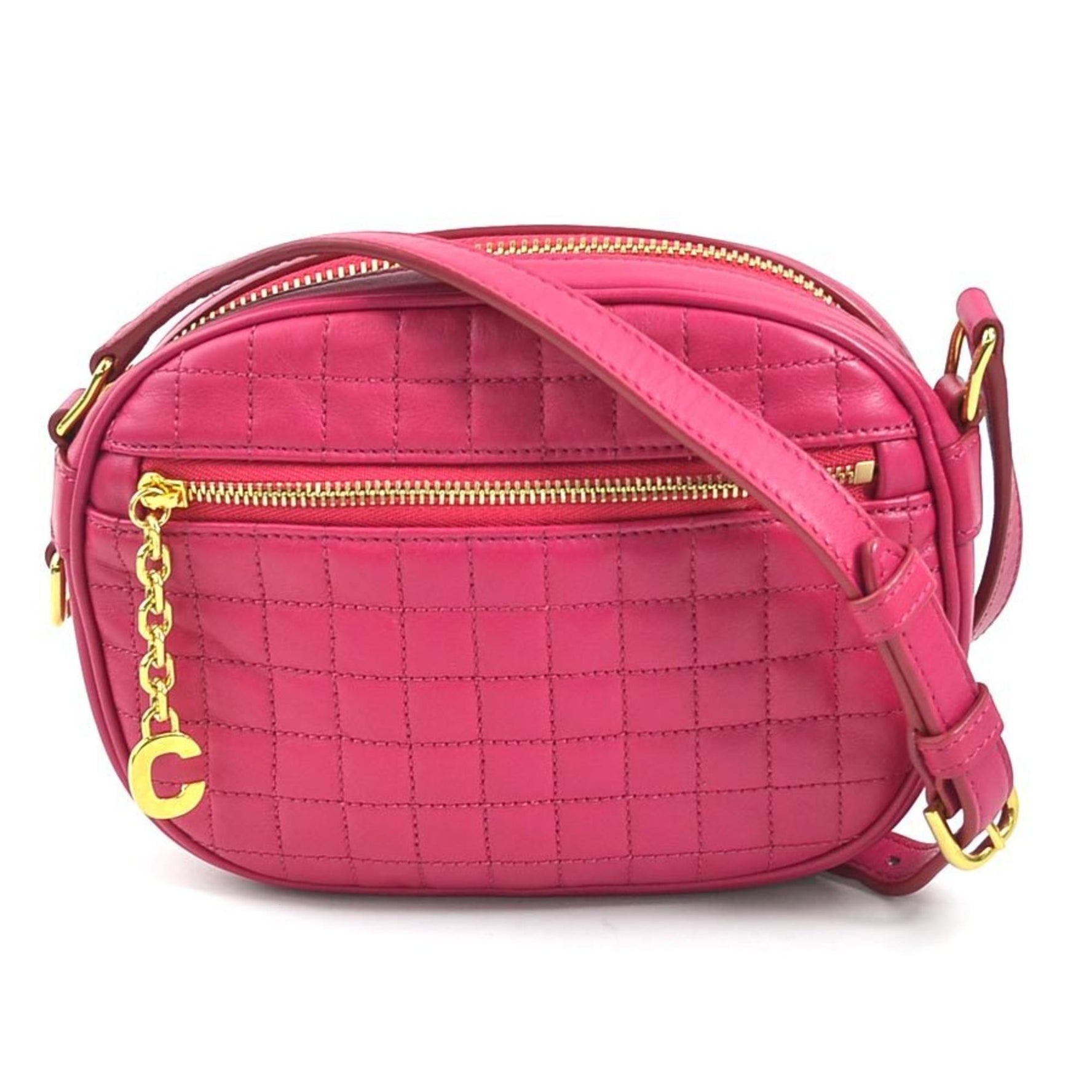 Celine Crossbody Shoulder Bag C Charm Leather Ladies