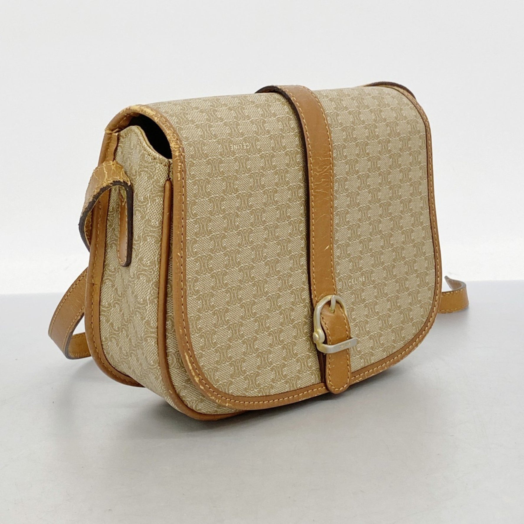 Celine Shoulder Bag Macadam Beige Light Brown