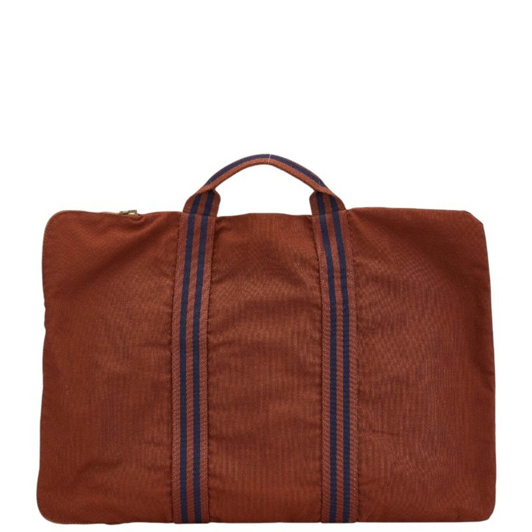 Hermes Foultou Porto-Document Bag Document Case Brown Navy Canvas