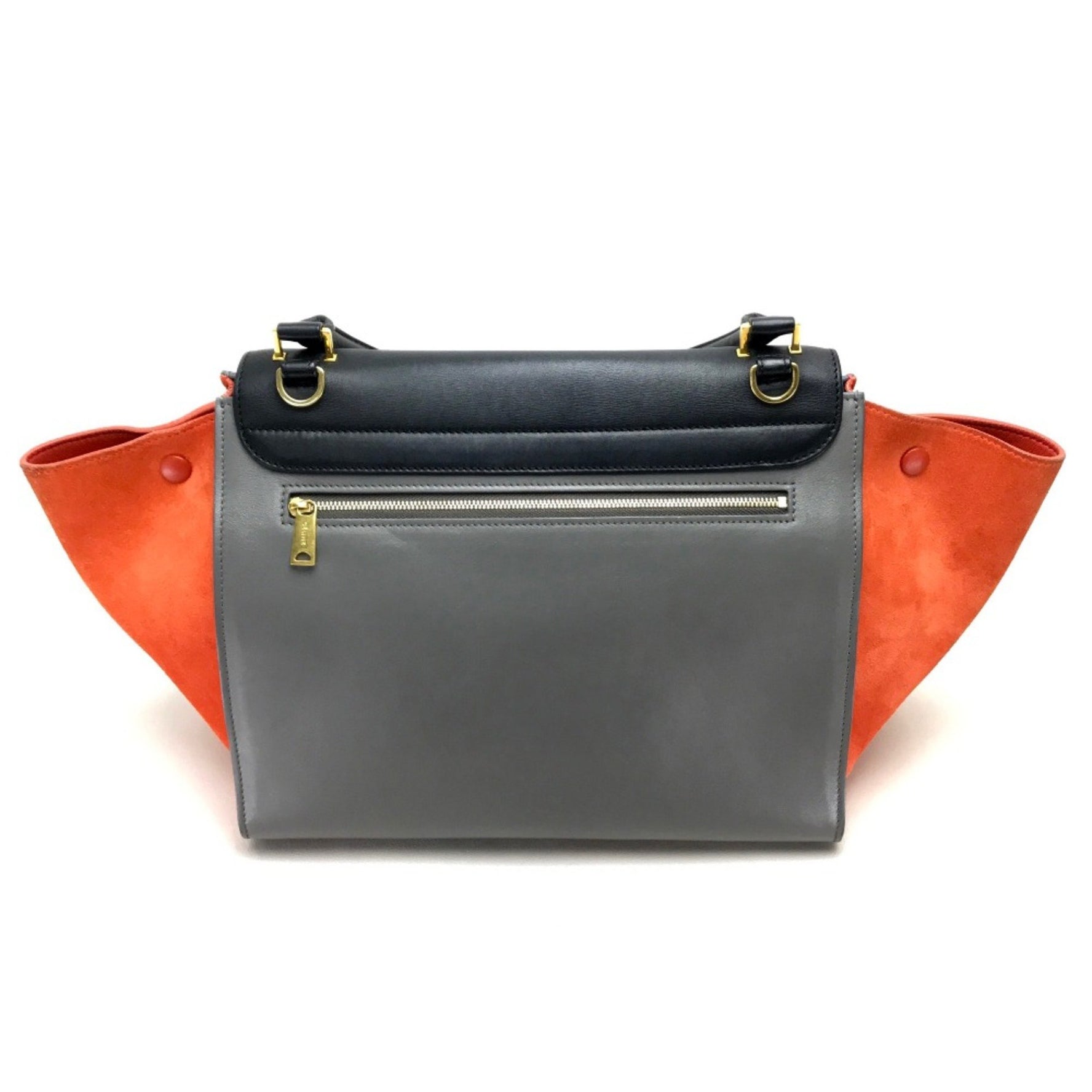 CELINE bag trapeze Shoulder Bag Gray x x Orange