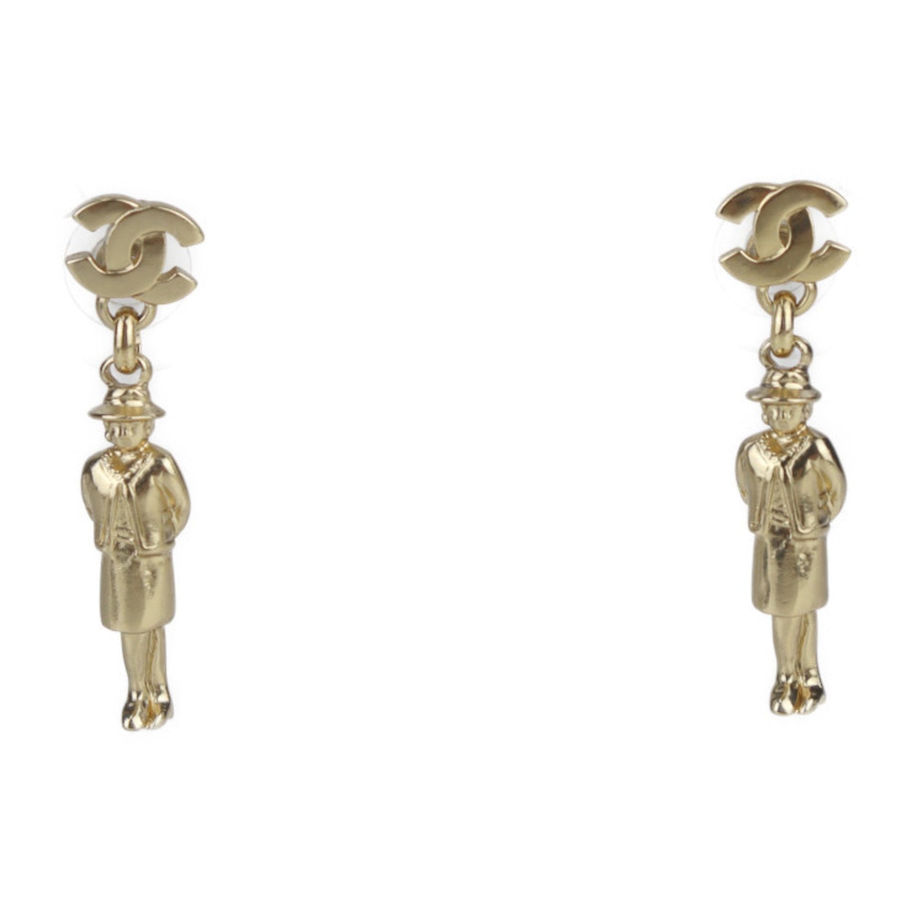 CHANEL Mademoiselle Earrings Metal Coco Mark Swing Doll Motif