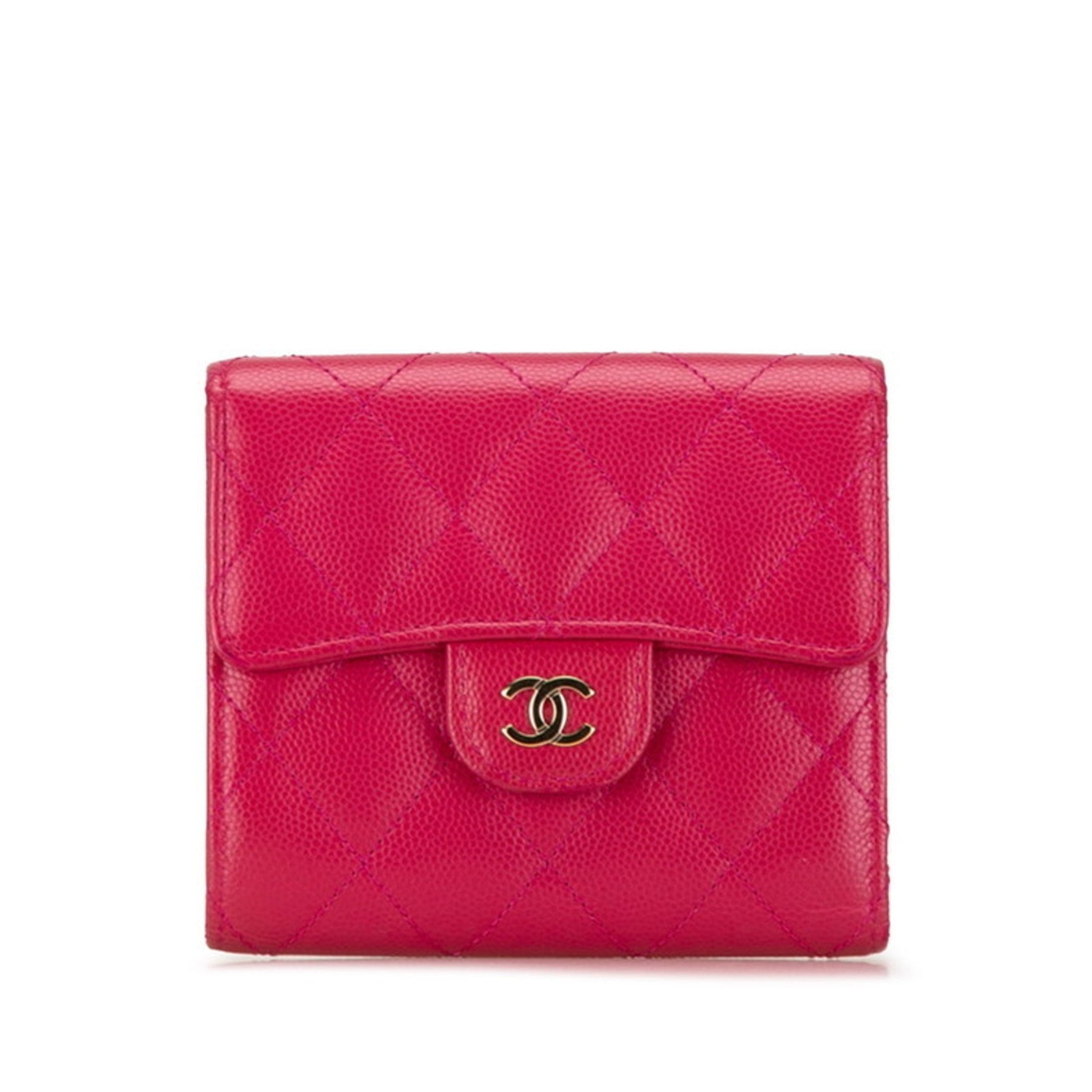 CHANEL Matelasse Coco Mark Classic Small Flap Wallet Bi-fold Caviar Skin