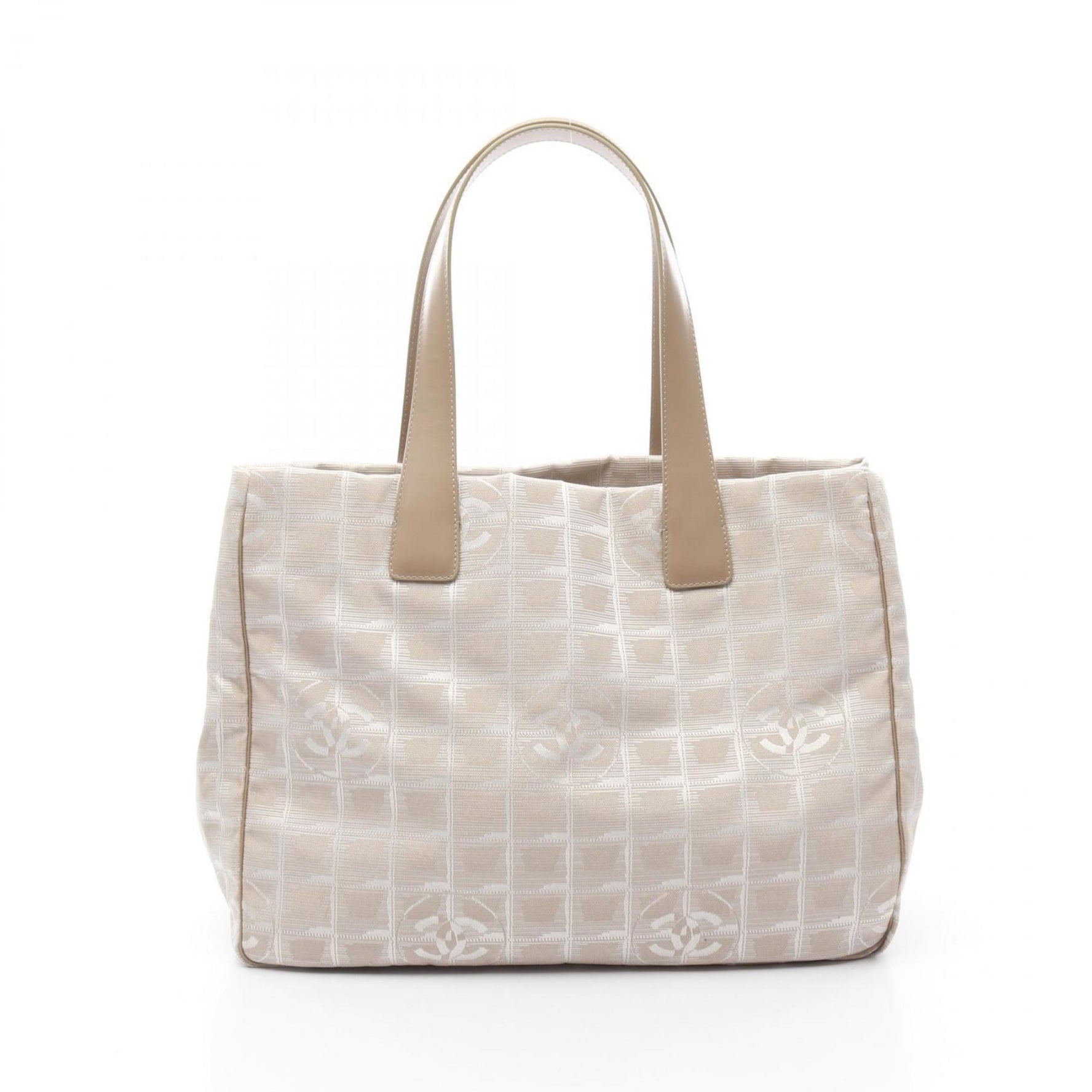 CHANEL New Travel Line MM Tote Bag, Leather, Nylon Canvas