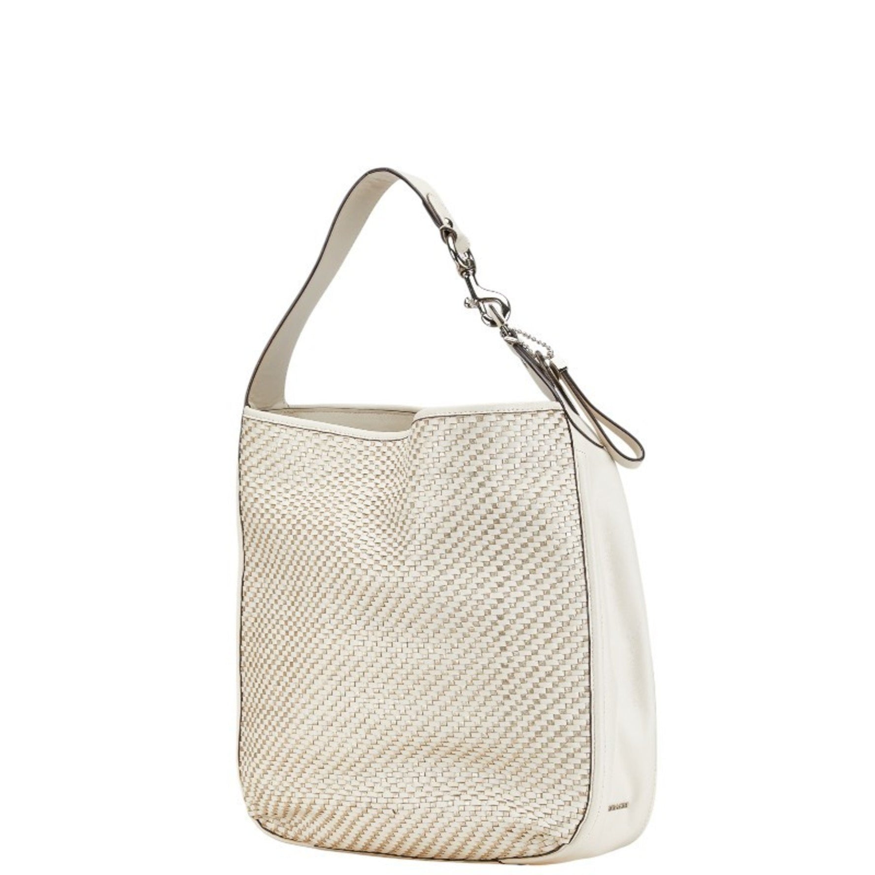 Coach one-shoulder bag in white and gold leather .