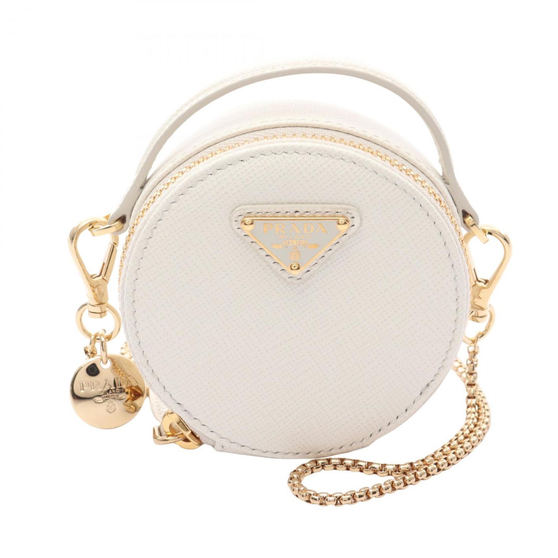 PRADA Saffiano Triangle Mini Pouch Shoulder Bag Leather