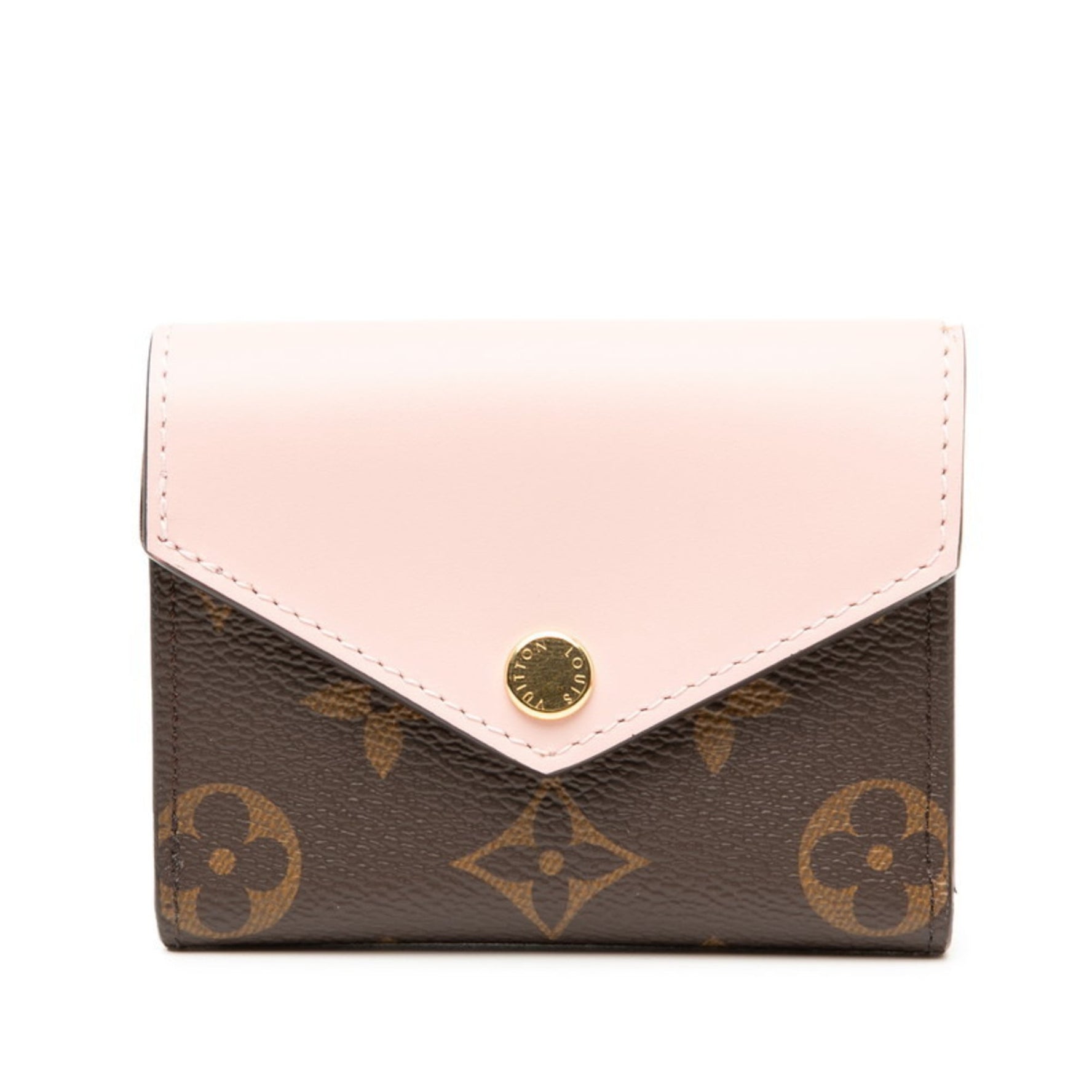 Louis Vuitton Monogram Portefeuille Zoe Tri-fold Compact Wallet Brown Rose Ballerine Leather LOUIS VUITTON
