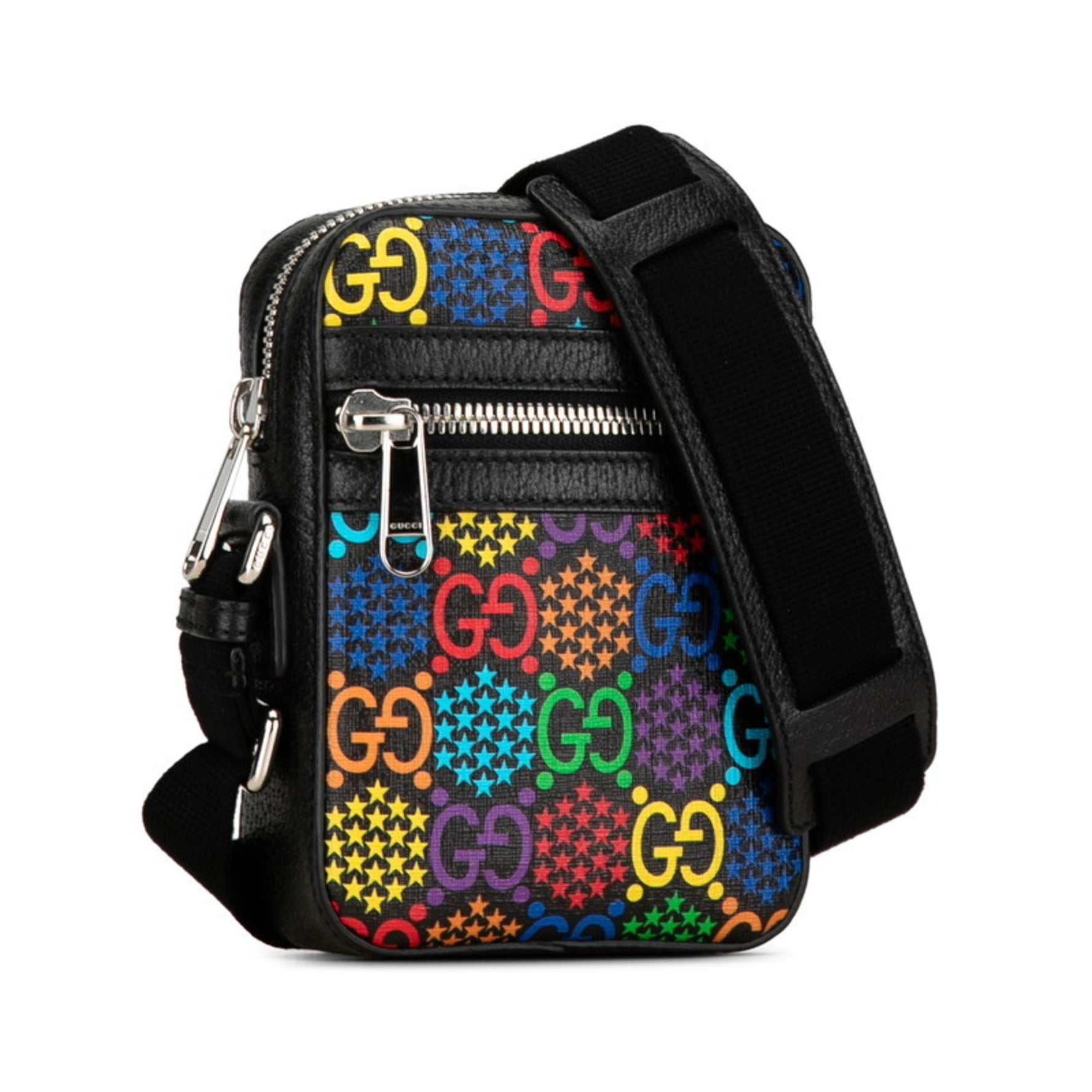 Gucci GG Psychedelic Shoulder Bag Black Multicolor PVC Leather