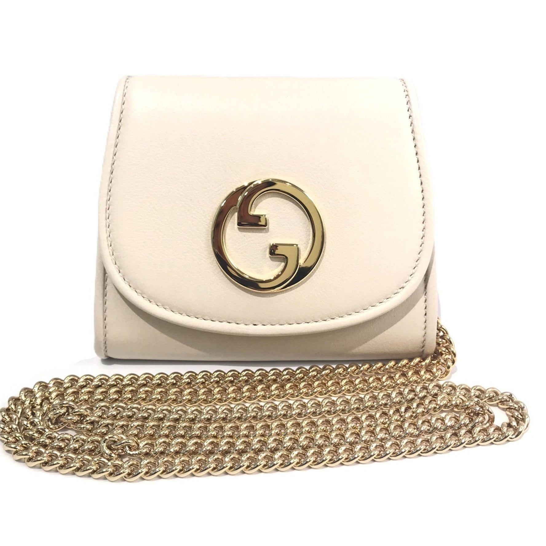 Gucci Blondie Chain Wallet Shoulder Medium White Gold Bag