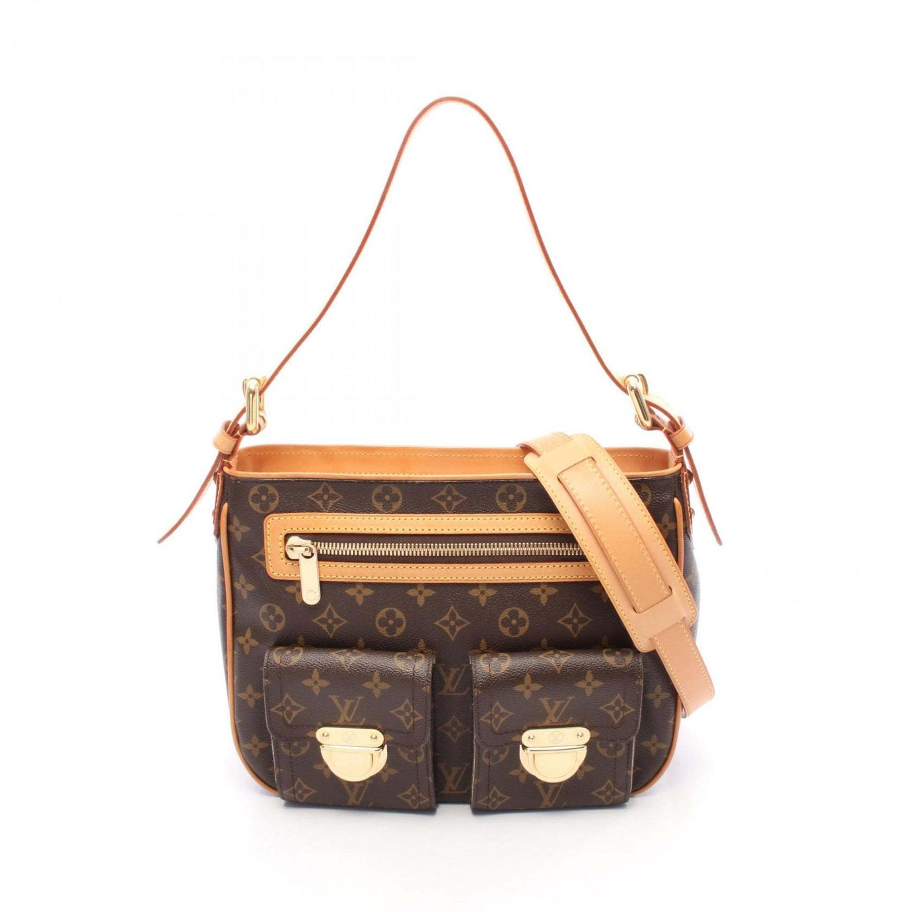 Louis Vuitton Hudson GM Shoulder Bag in Coated Canvas and Leather with Monogram Design, Brown