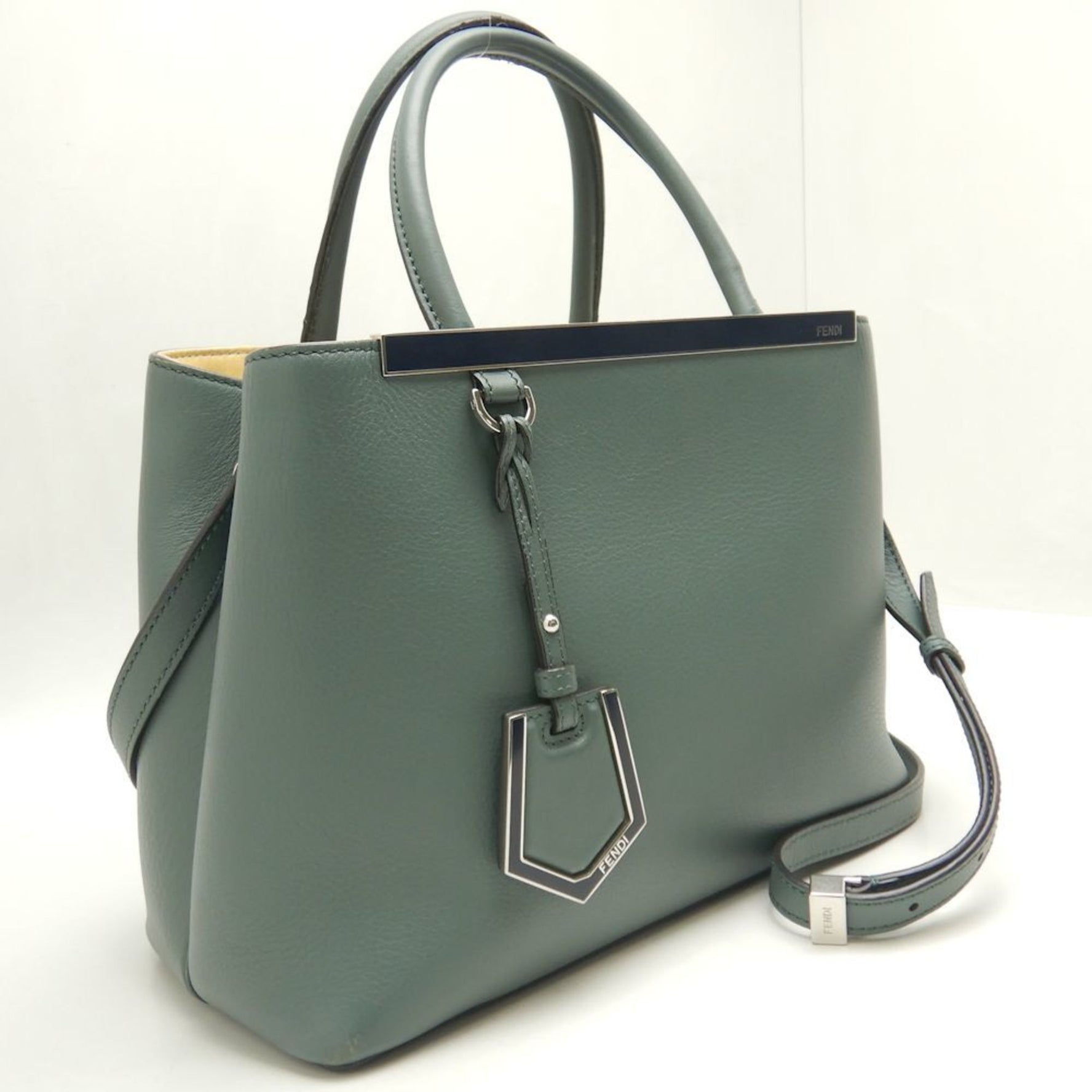 FENDI Petit Toujour Handbag Leather Khaki Yellow