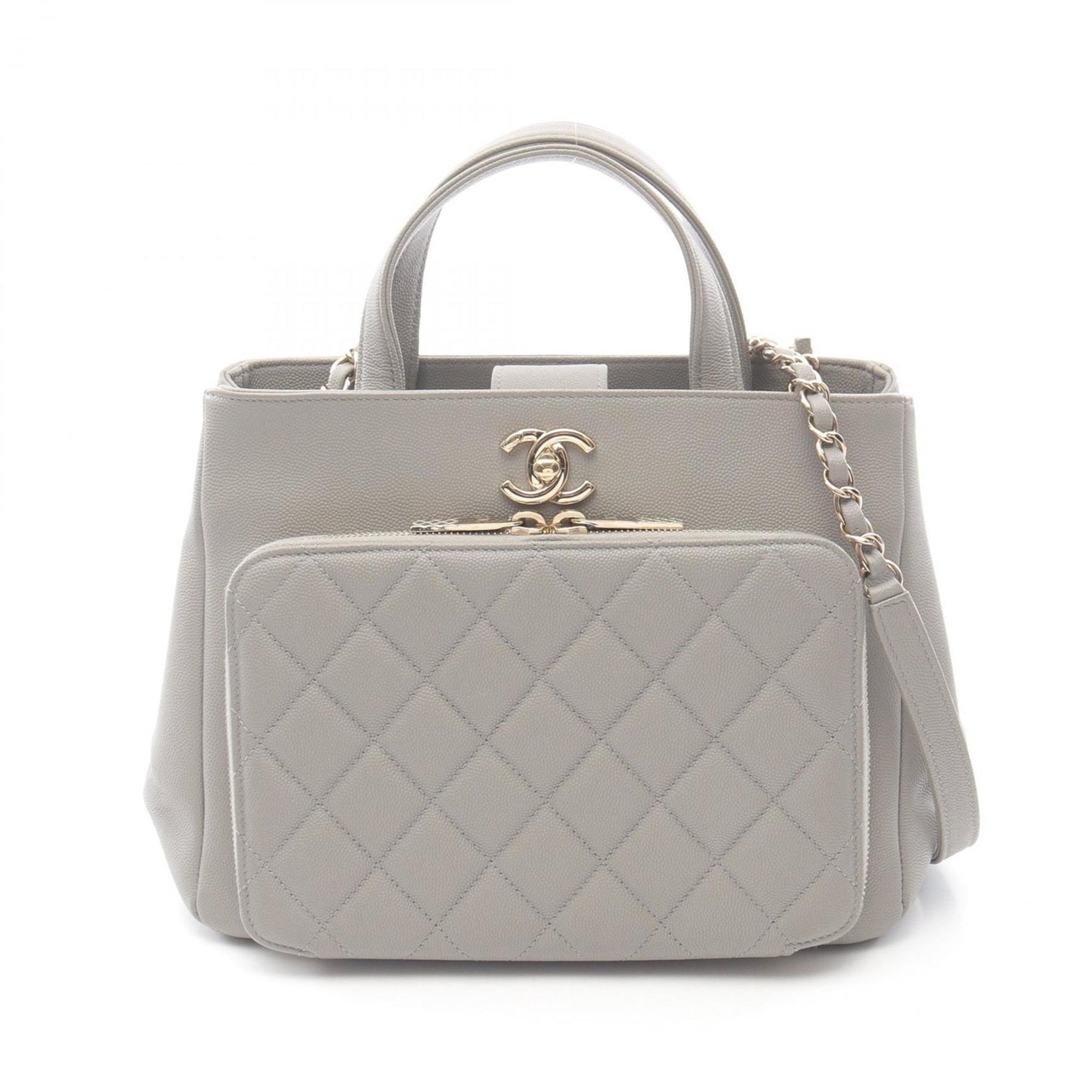 CHANEL Affinity Matelasse Shoulder Bag Calfskin (Cowhide) Grey