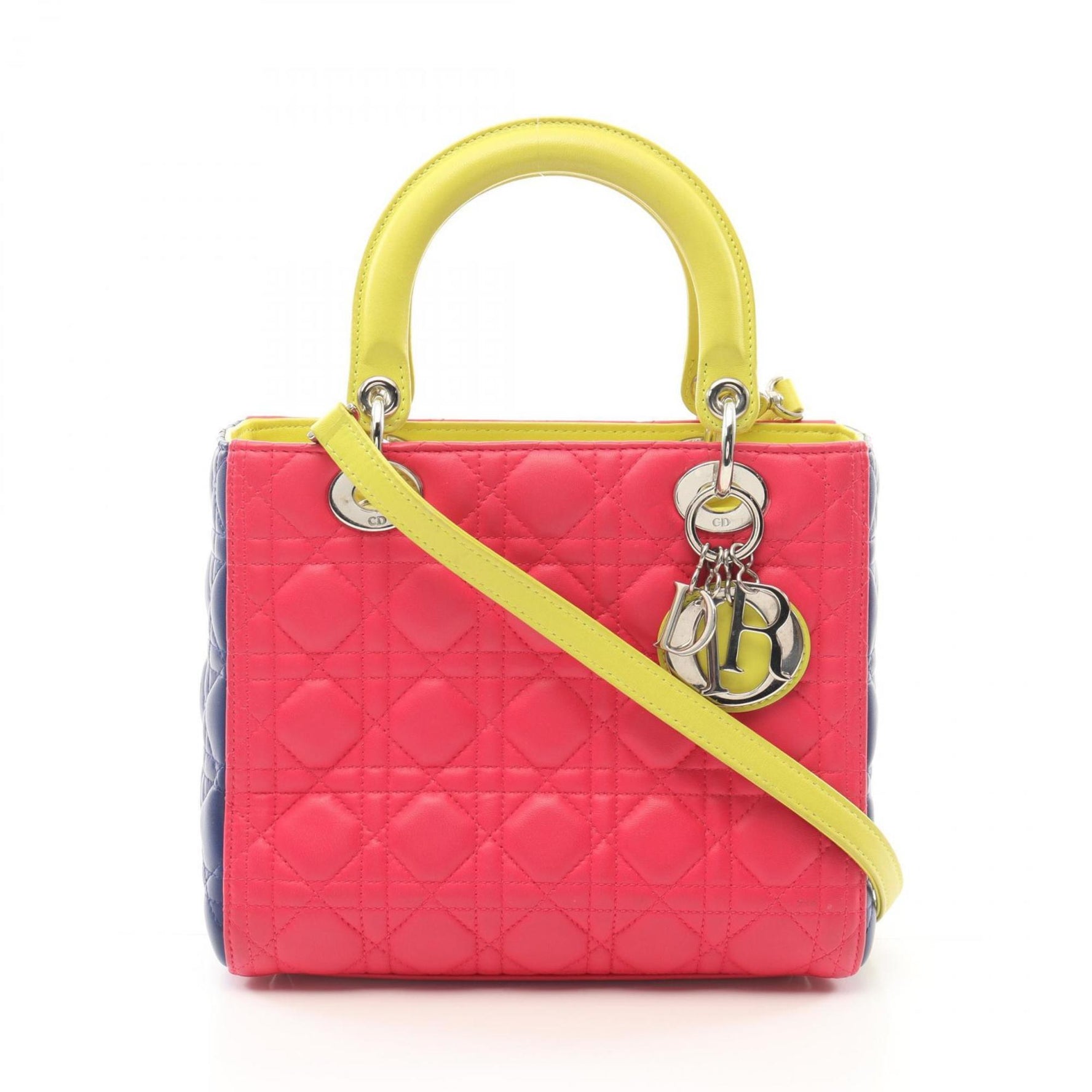 Christian Dior Dior LADY DIOR Lady Cannage Handbag Leather Pink Green Blue