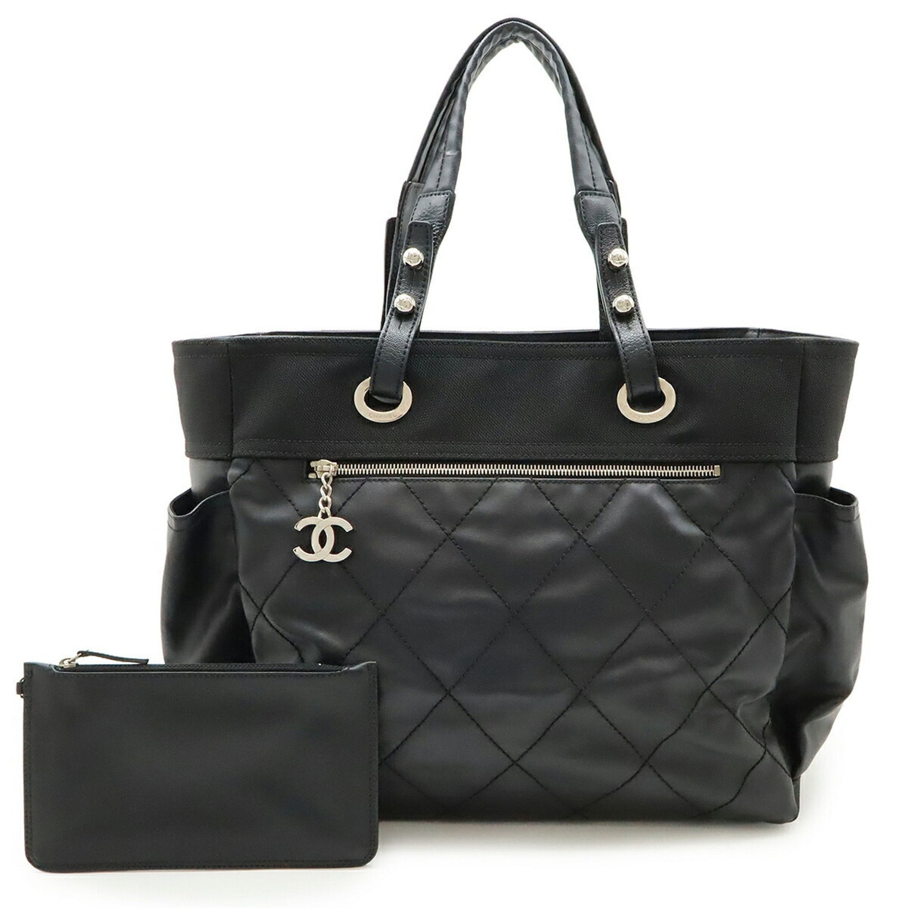 CHANEL Paris Biarritz Tote GM Bag Shoulder Coated Canvas