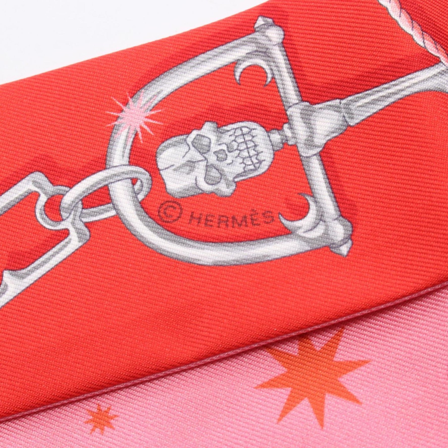 Hermes Hermès C'EST LA FETE Twilly Silk Scarf in Multicolor, Pink and Red