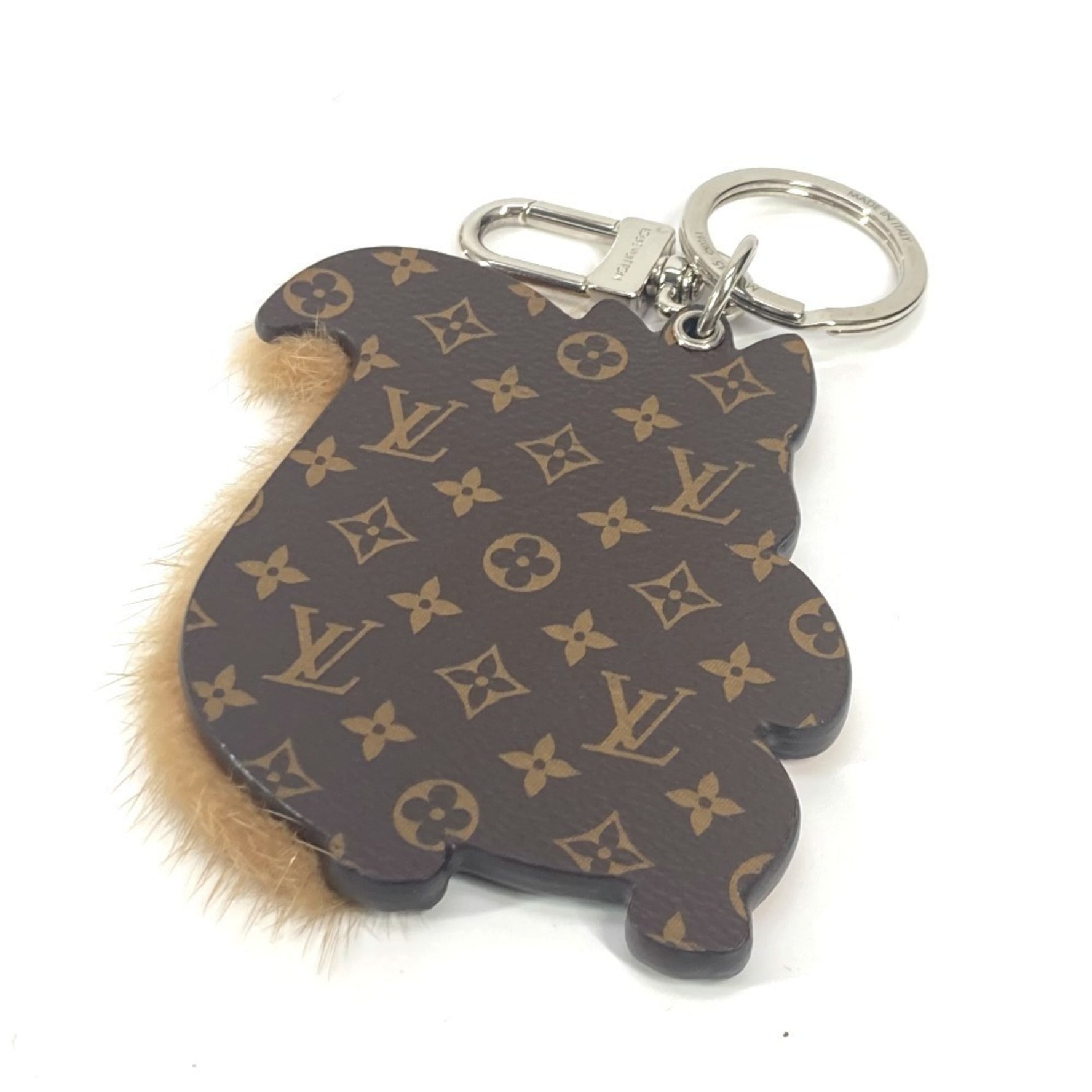 Louis Vuitton Monogram Porte Cle Squaral Squirrel Bag Charm Fur Keychain Canvas Men's