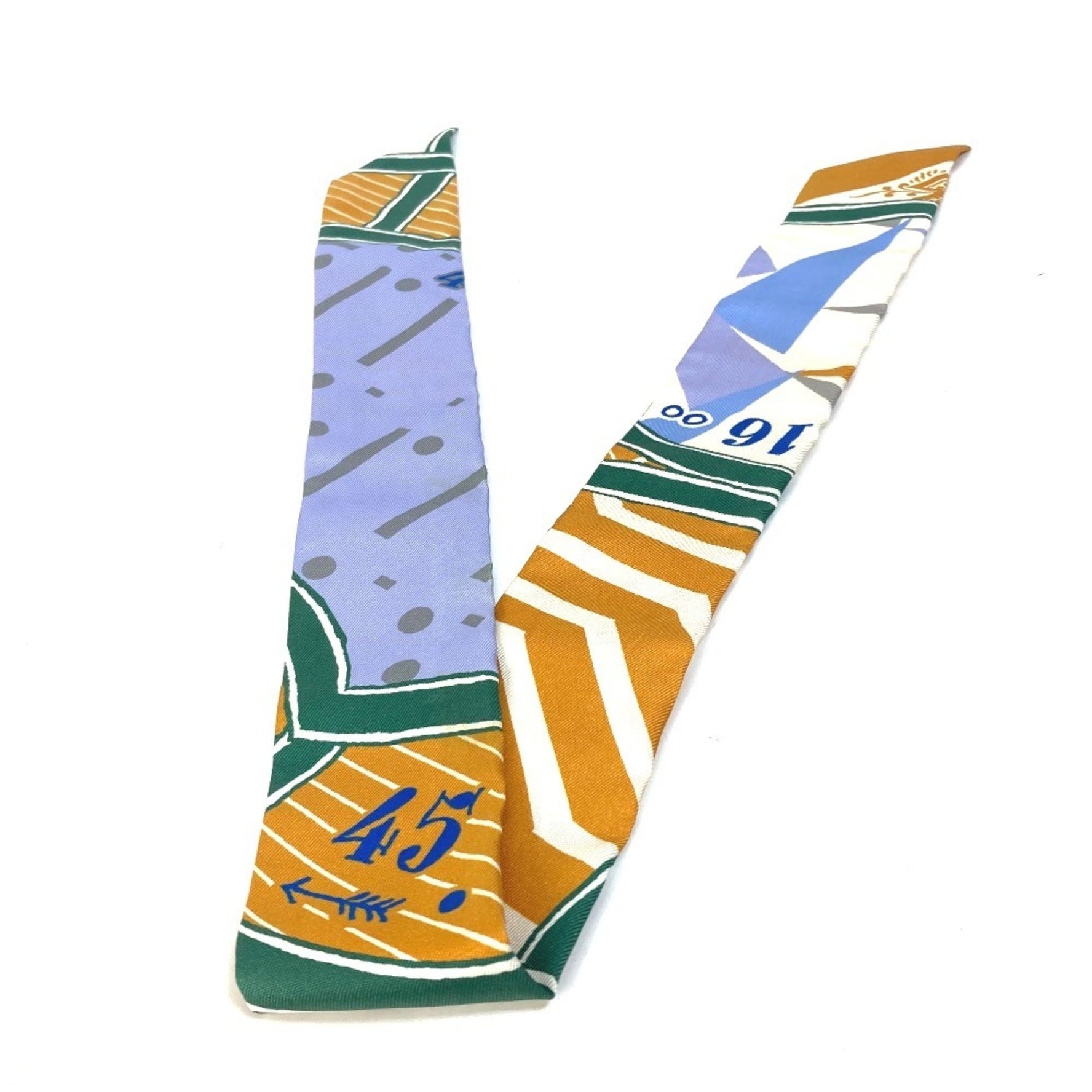 HERMES Bandeau Scarf Twilly Silk Muffler Multicolor