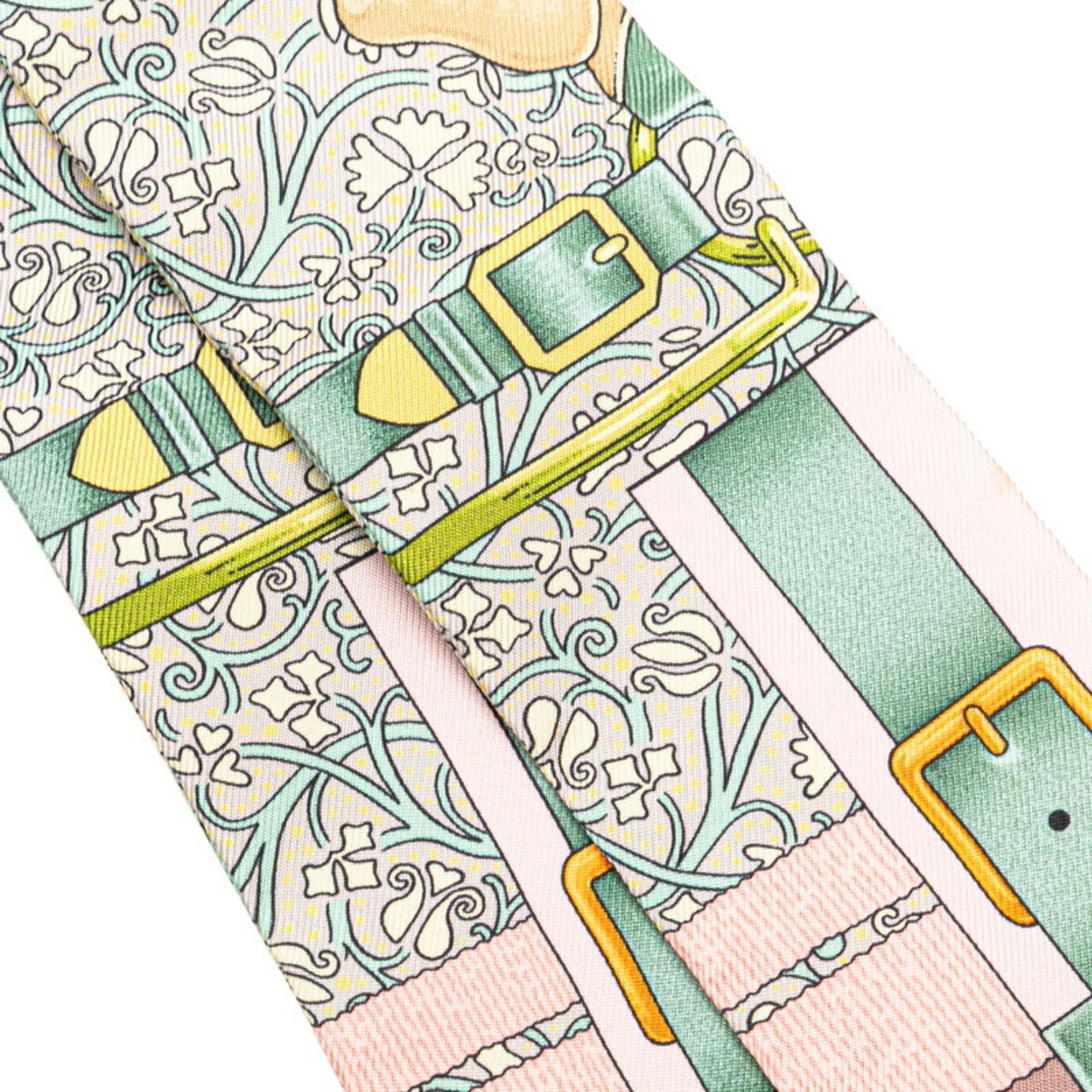 Hermès Twilly GRAND MANAGE Scarf, Light Pink Multicolor Silk, HERMES