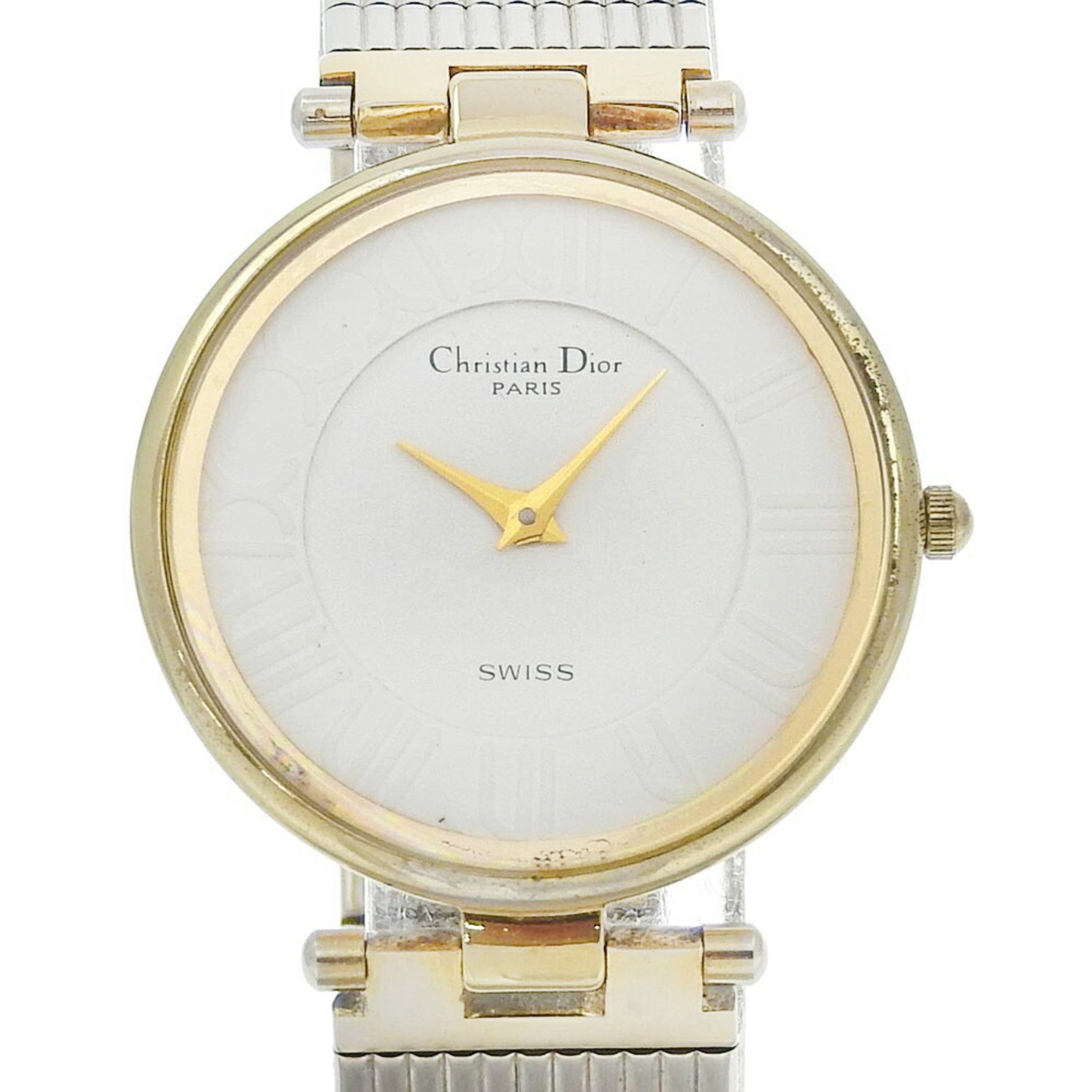 Christian Dior Watch Stainless Steel x Gold Plated Quartz Analog Display White Dial