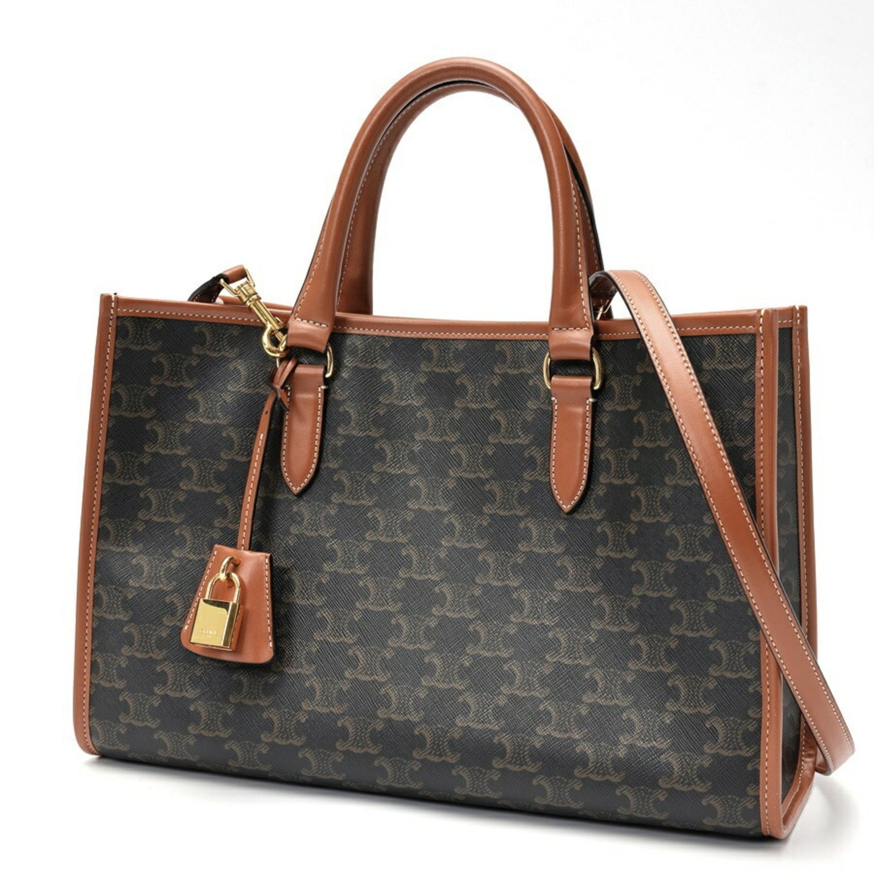 CELINE Mini Horizontal Cabas Tote Bag Triomphe Canvas Tan (Brown)