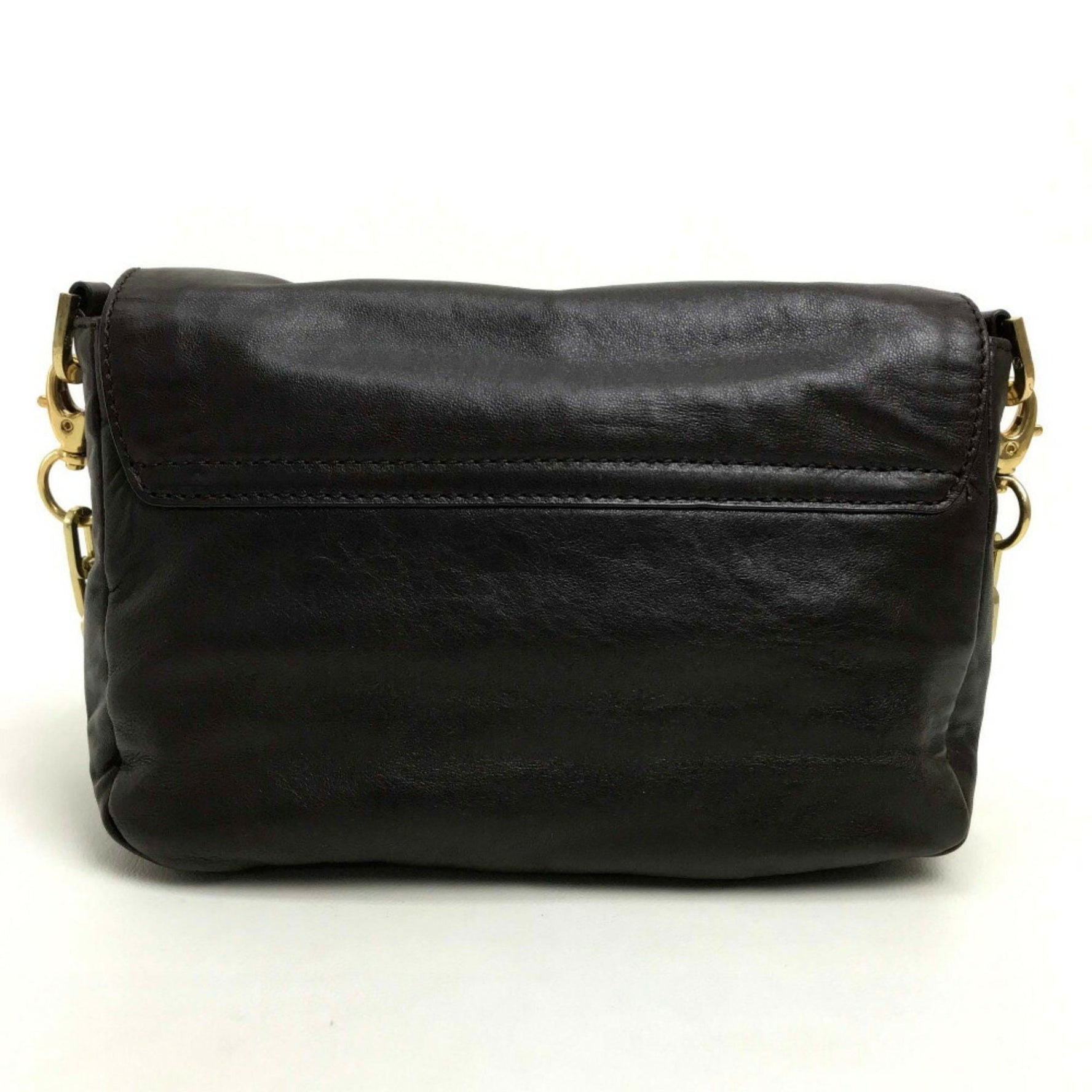 Tory Burch bag pouch stacking design chain pochette shoulder leather dark brown
