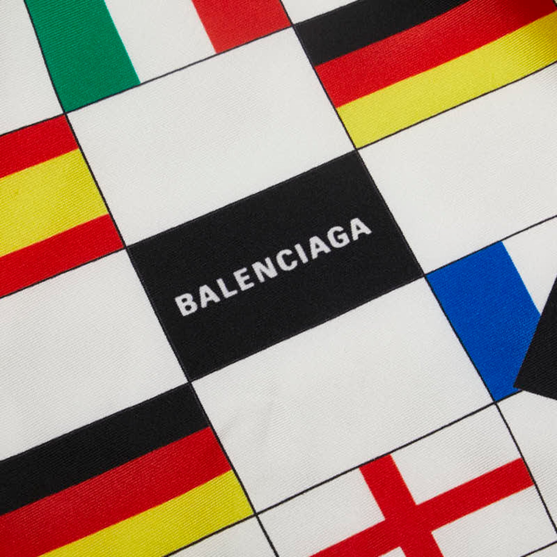 Balenciaga Flag Scarf Muffler White Multicolor Silk
