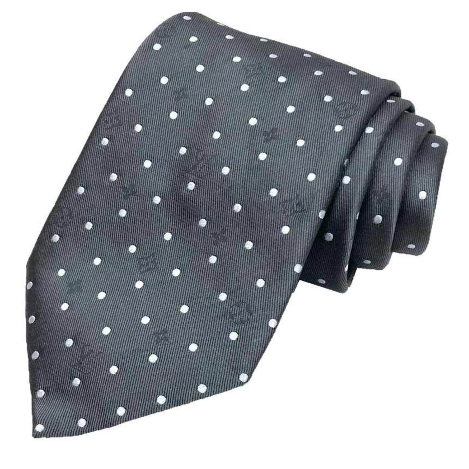 LOUIS VUITTON Monogram Dot 100% Silk Tie