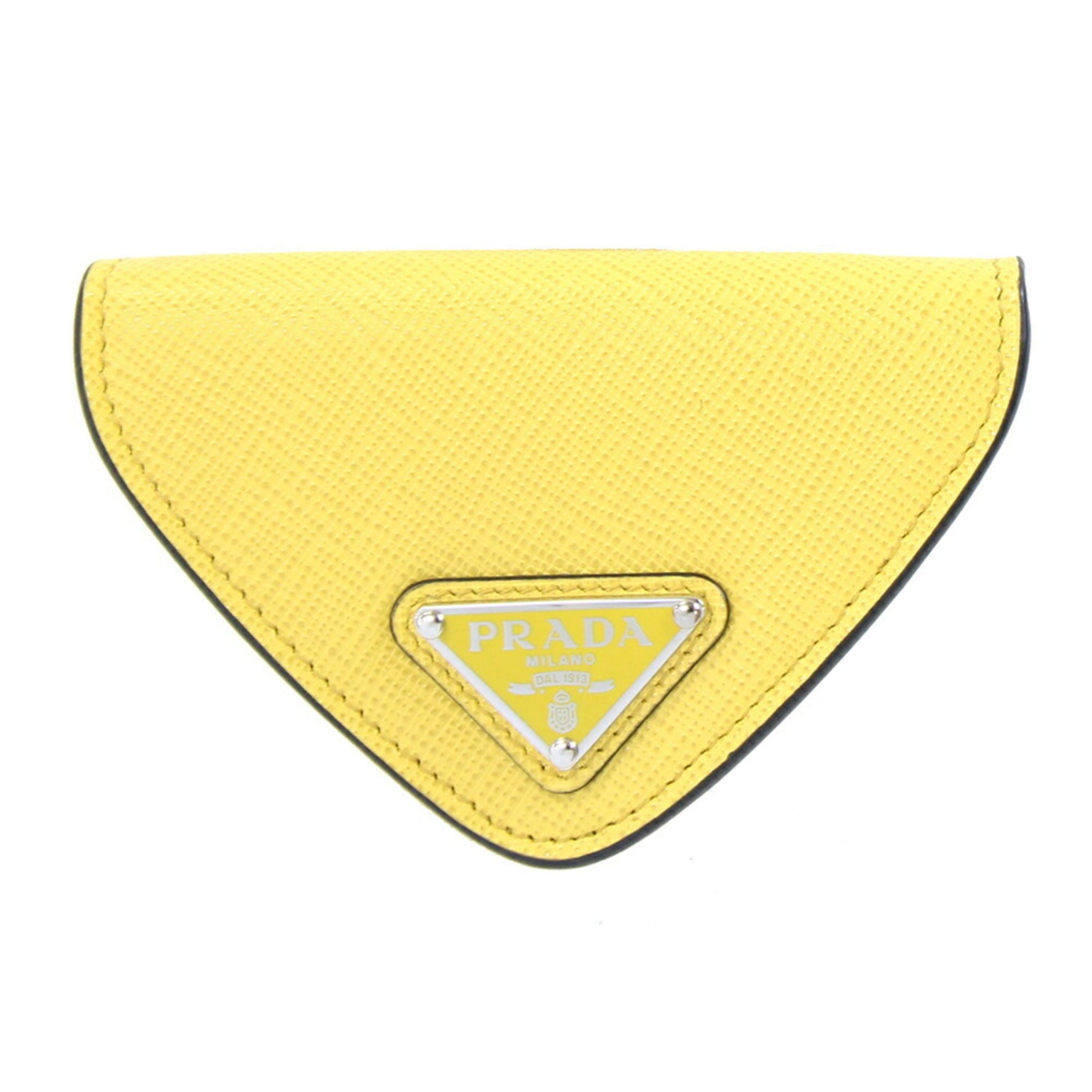 Prada Coin Case Leather Wallet Saffiano Triangle