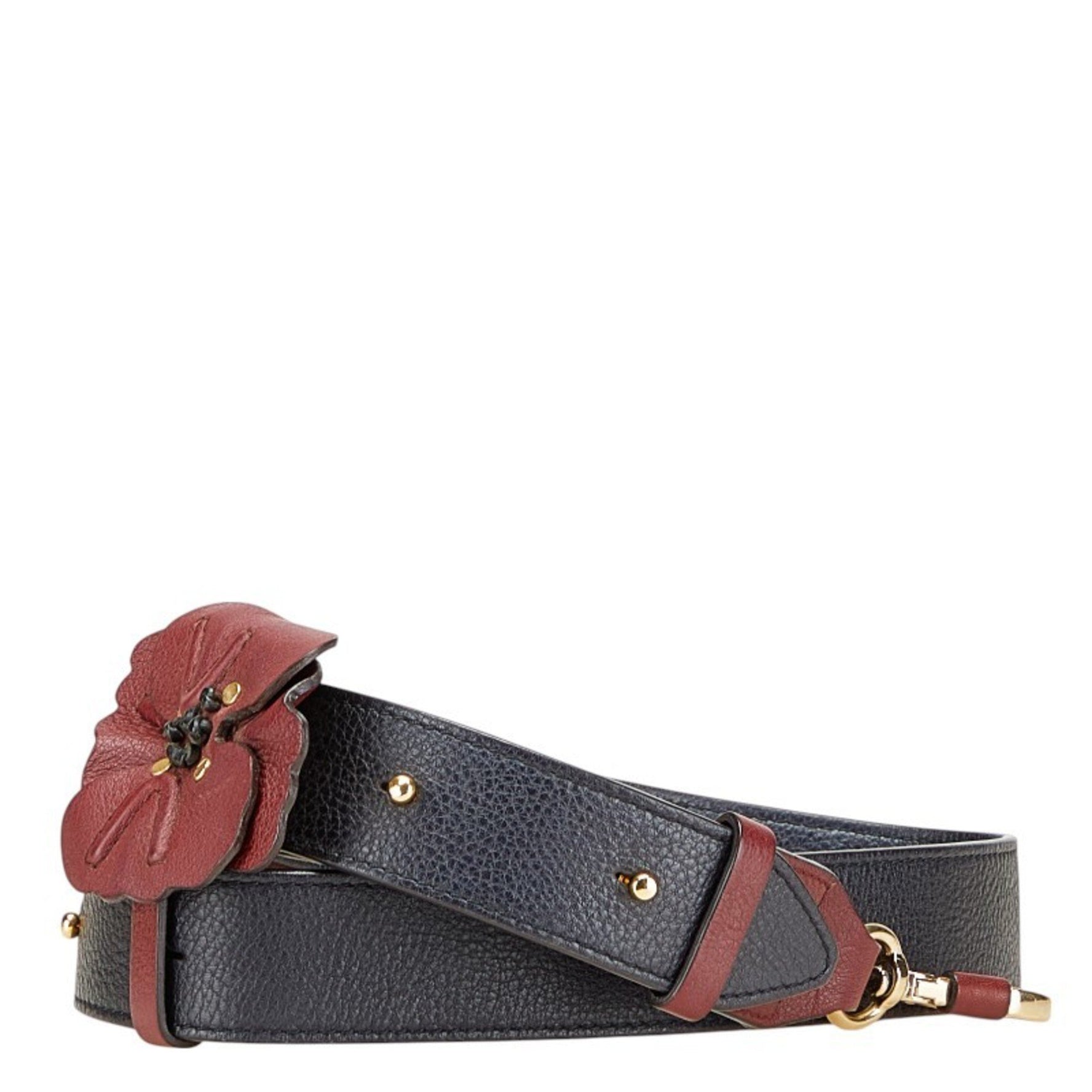 Chloé Chloe Flower Shoulder Strap in Navy and Wine Red Leather