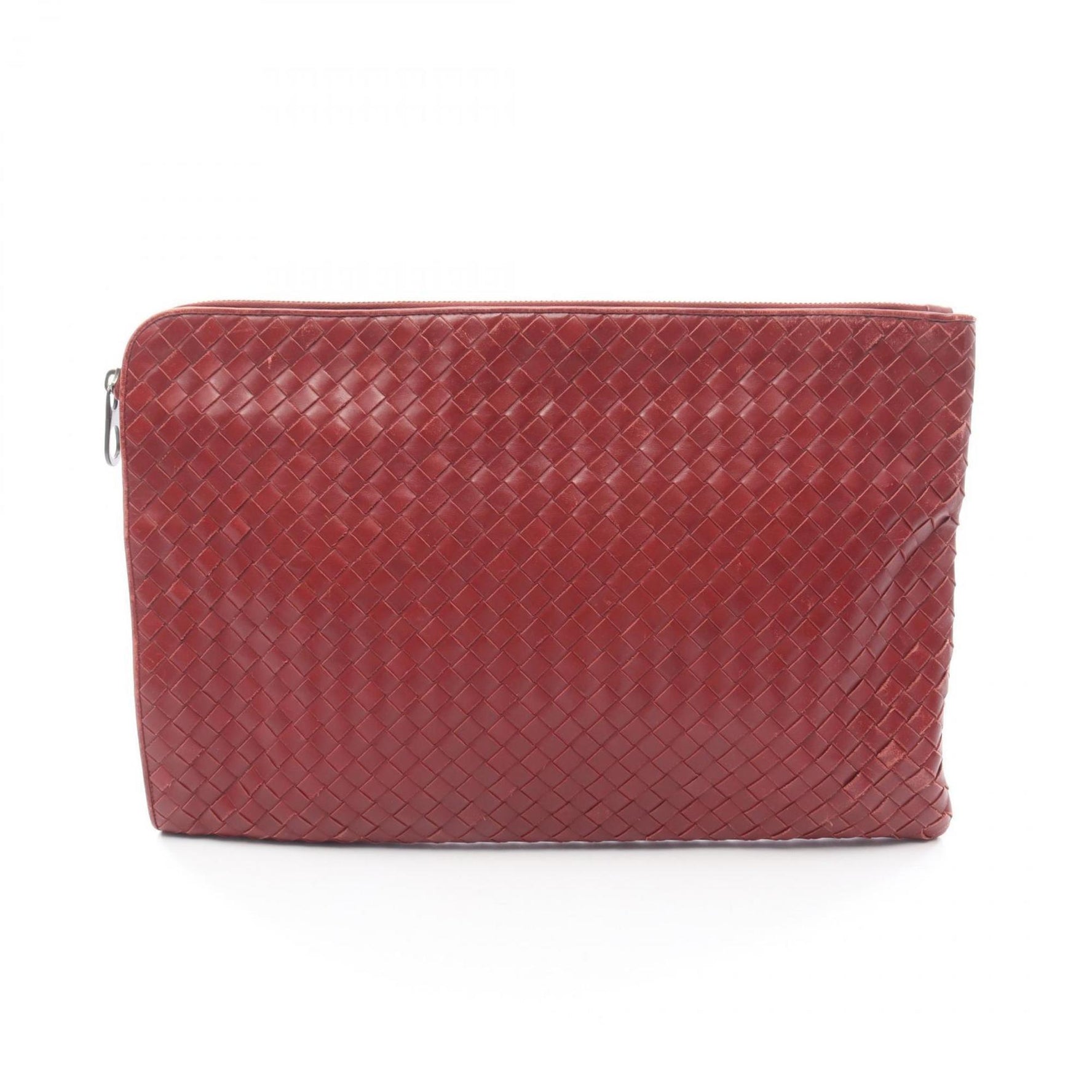 Bottega Veneta Intrecciato Leather Second Bag/Clutch Bag Red