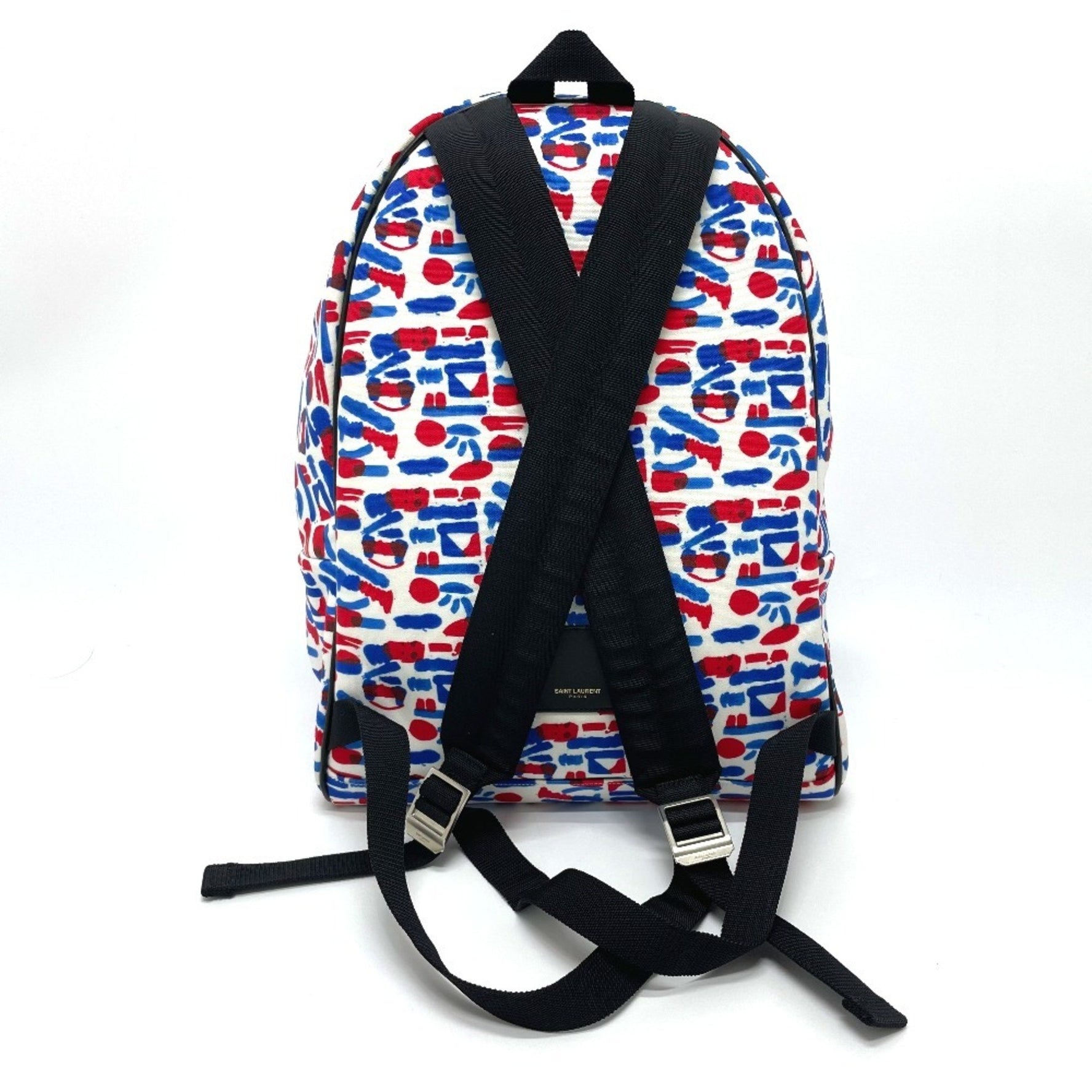 Saint Laurent Multi Allover Pattern Backpack Rucksack/Daypack Leather/Canvas White/Red/Blue