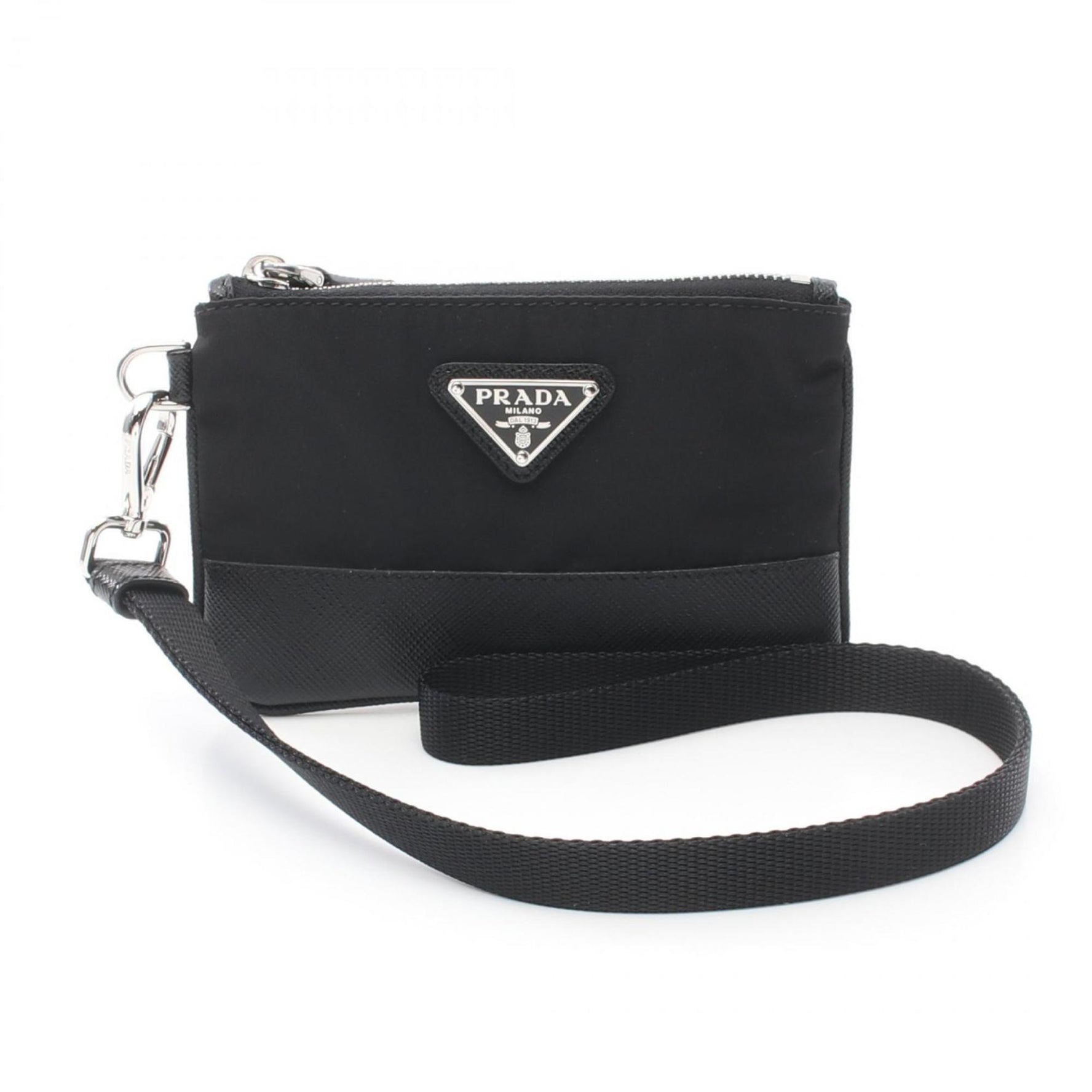 PRADA TESSUTO+SAFFIANO Business Card Holder/Card Case Nylon Saffiano Leather Men's Women's Black 2MR0412DMHF0002
