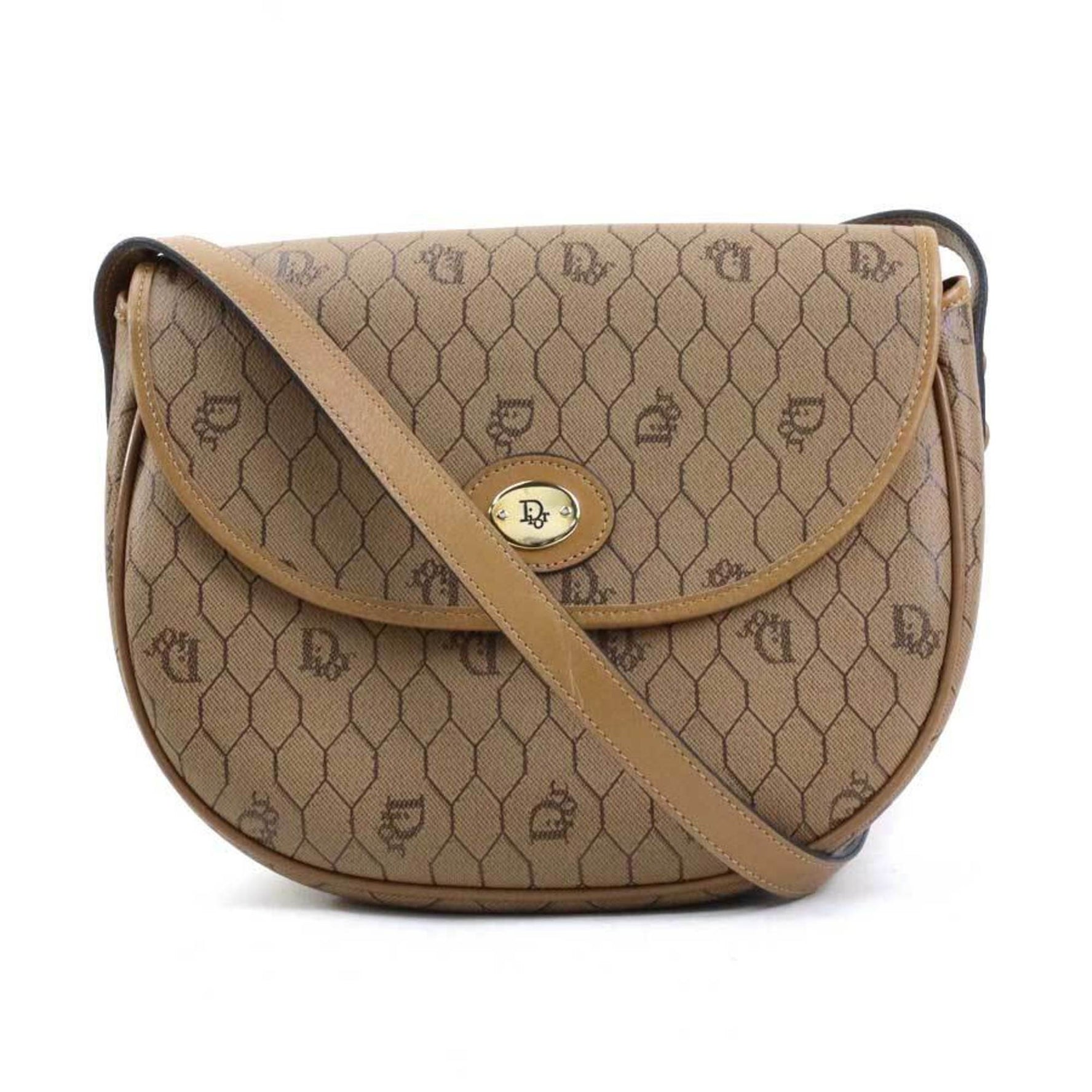 Christian Dior Shoulder Bag Leather Light Brown