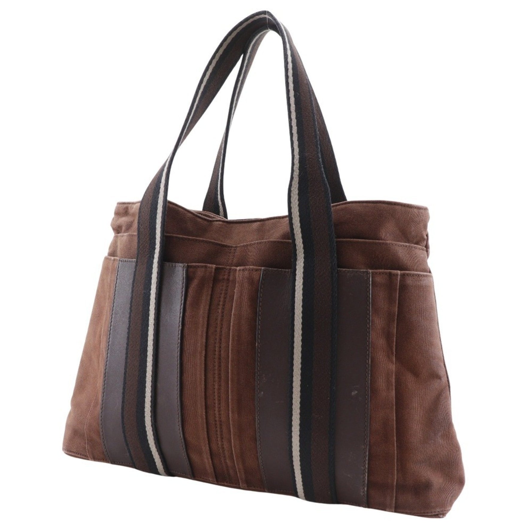 Hermes Hermès Trocha Horizontal Zonal MM Tote Bag, Brown Cotton Canvas, Size, Snap Buttons, Unisex