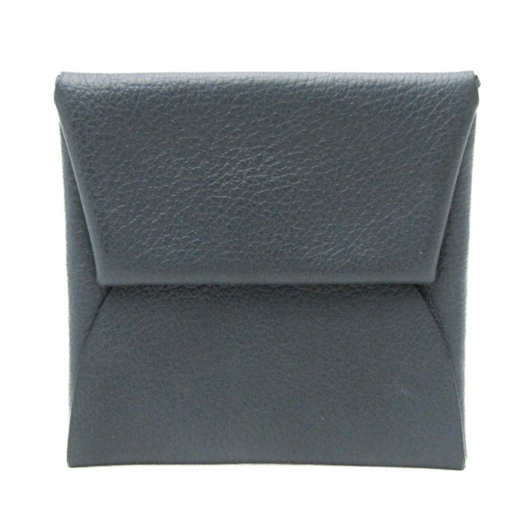 Hermes Bastia Men,Women Leather Coin Purse/coin Case Blue,Dark Gray