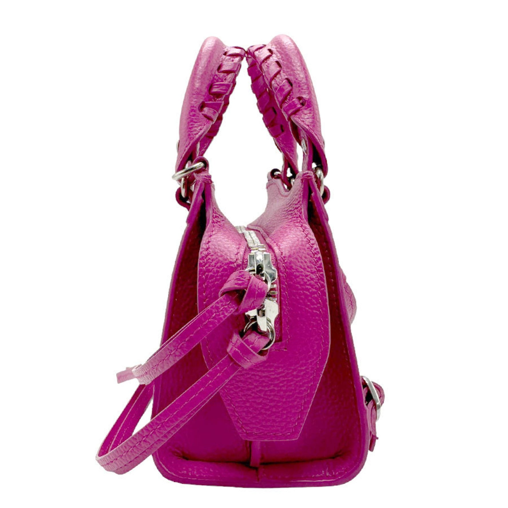 BALENCIAGA Shoulder Bag Handbag Neo Classic City Nano Leather Magenta Silver