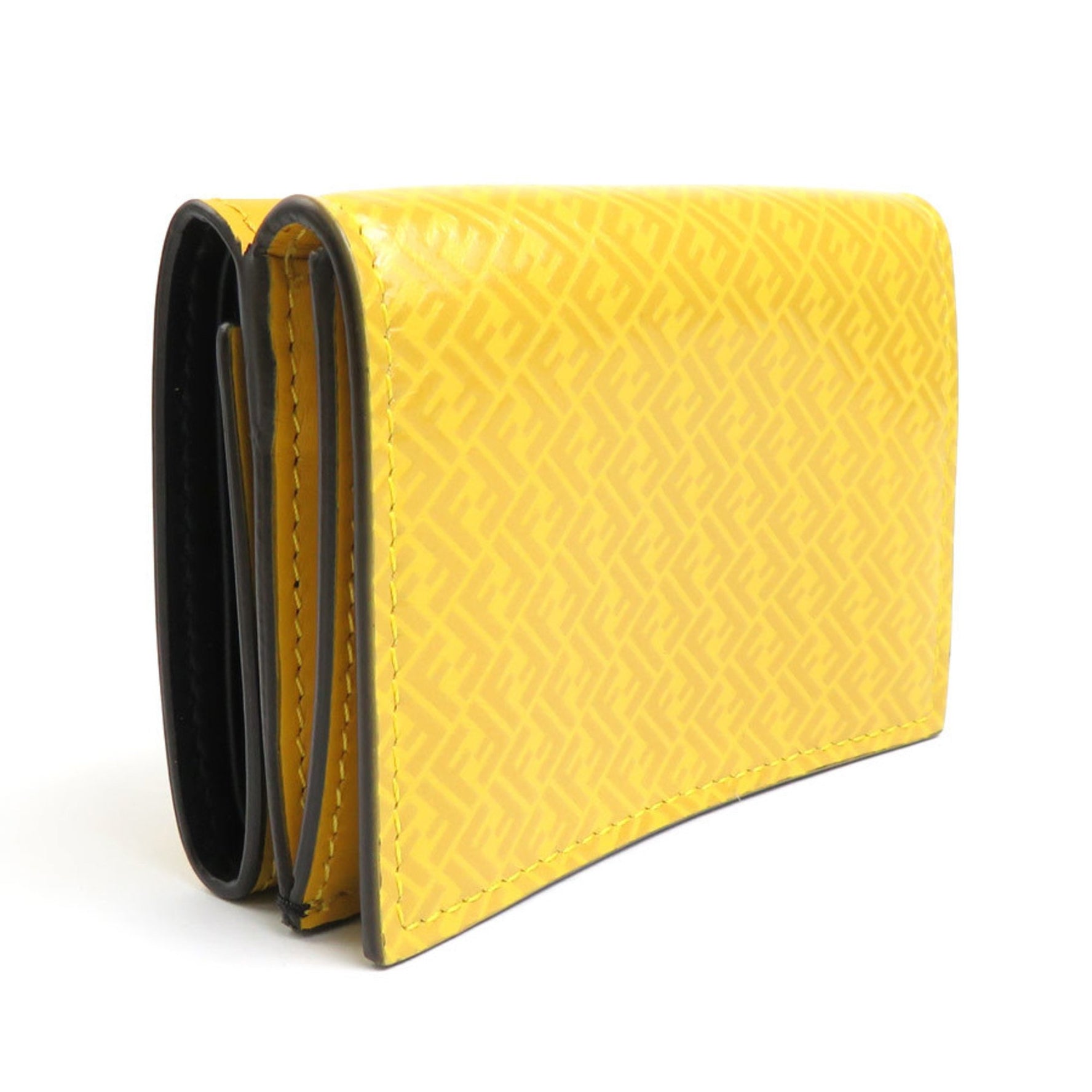 FENDI Trifold Wallet FF Logo Leather Ladies