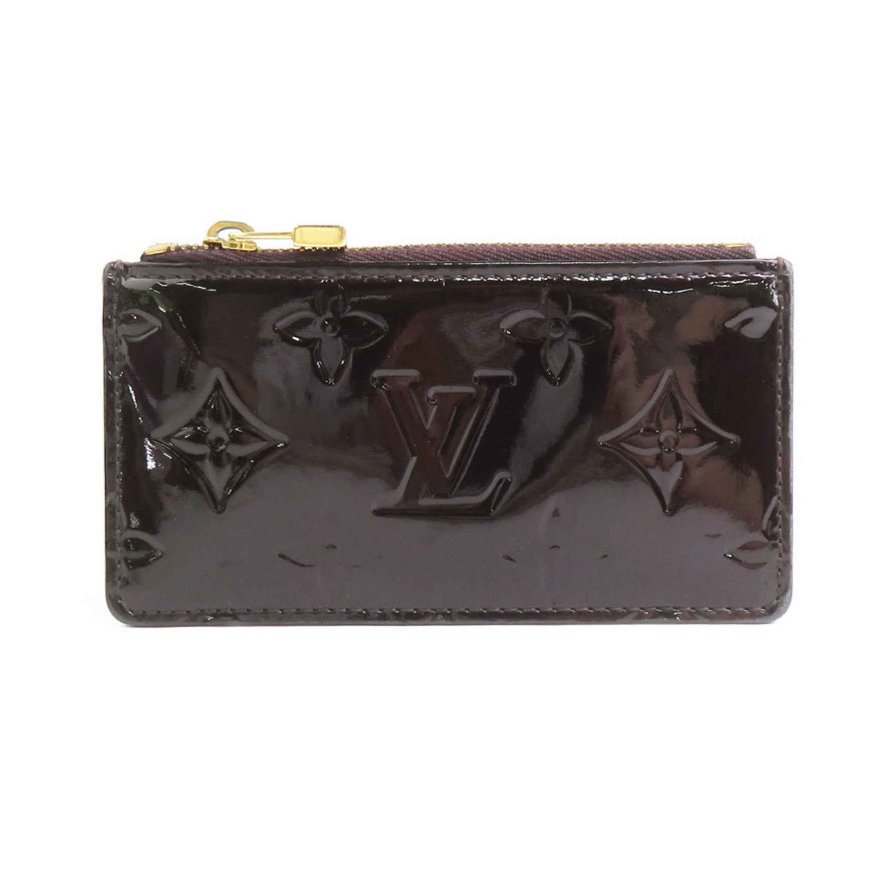 Louis Vuitton Key Case Wallet/Coin Monogram Vernis Pochette Cle Patent Leather Amaranth Gold