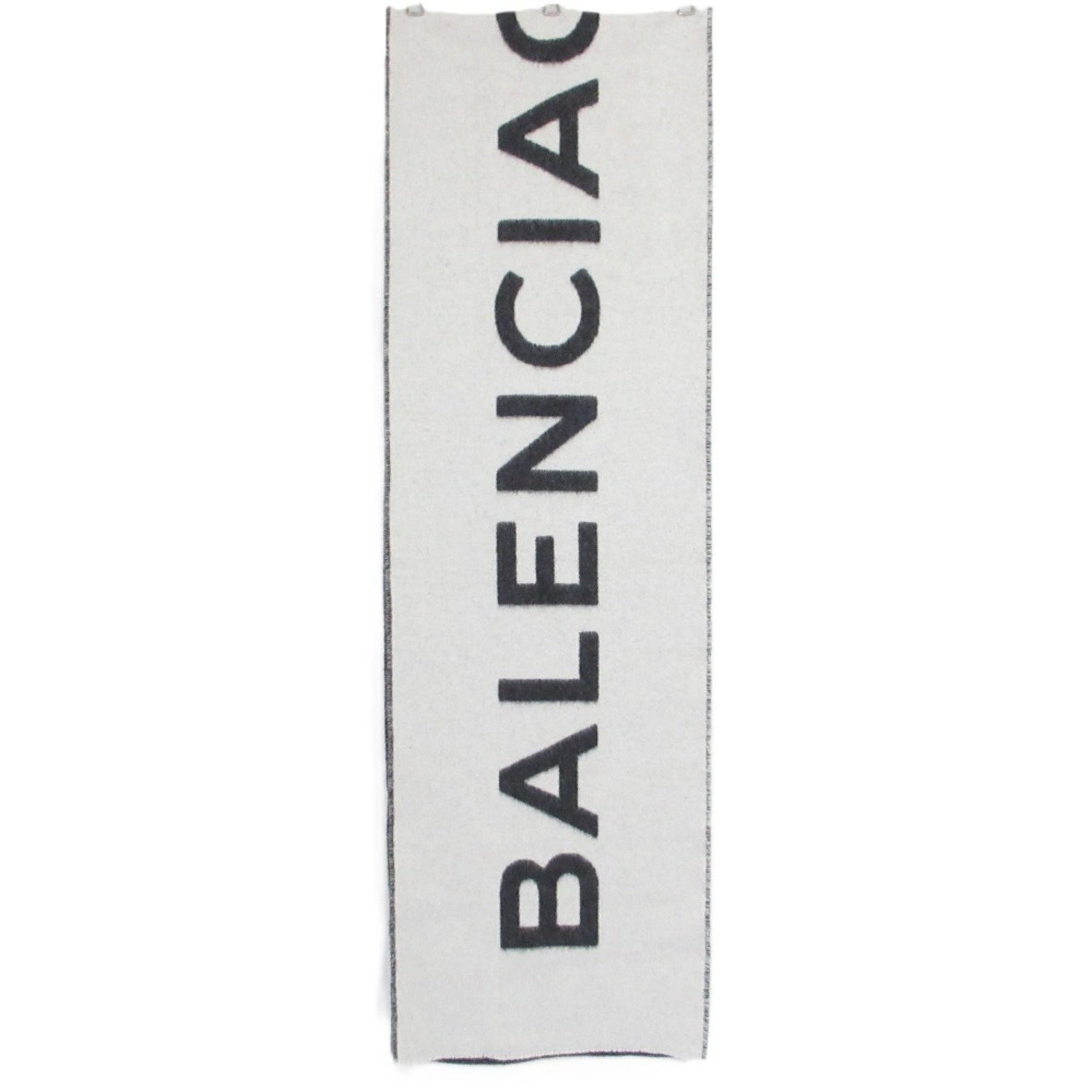 BALENCIAGA Short Fringe Logo Scarf/Shawl Grey Men's