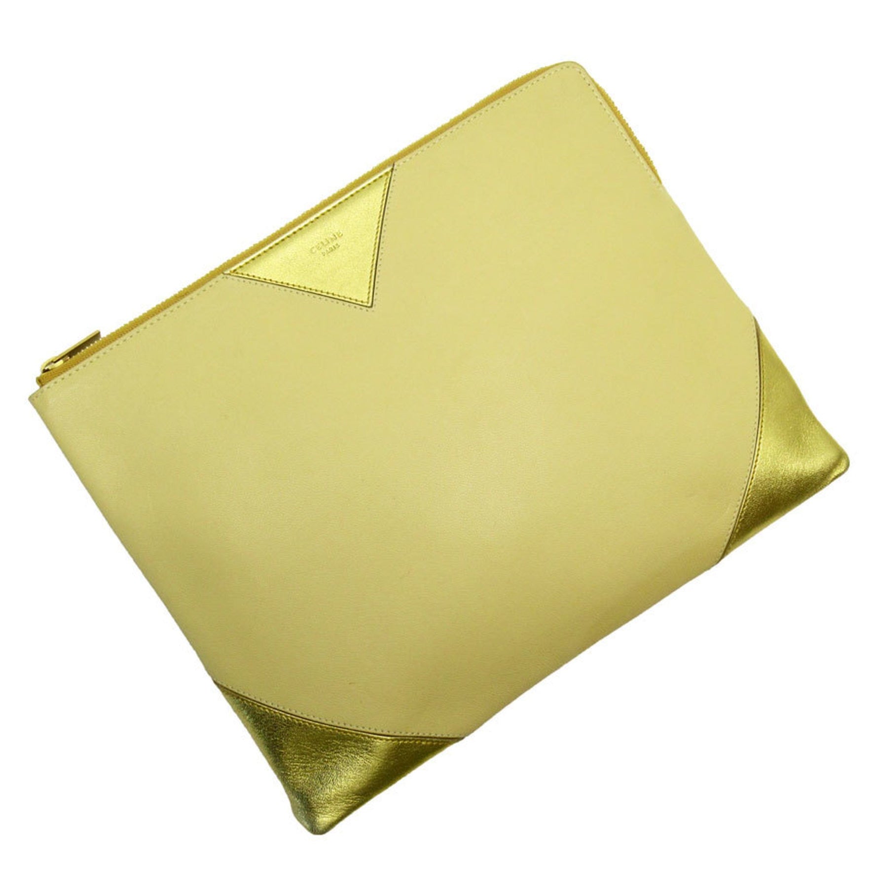 CELINE Clutch bag Leather Yellow x Gold Men's