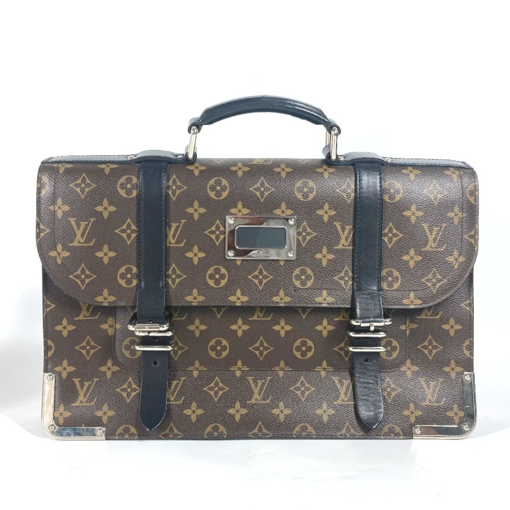 Louis Vuitton Monogram Macassar Rally Briefcase Bag Tote Business Canvas Brown