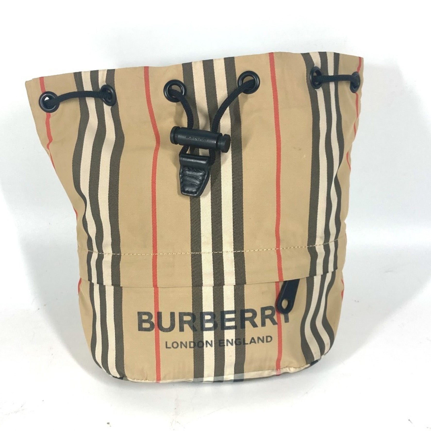 BURBERRY logo check drawstring makeup pouch, cosmetic multi-purpose nylon, men's, beige