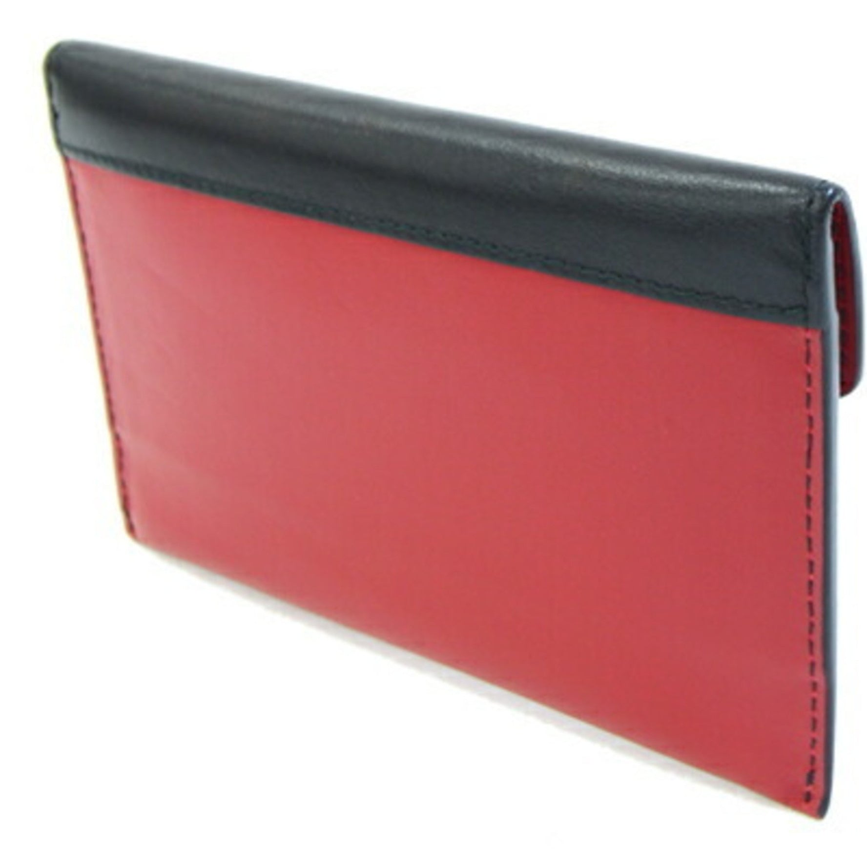 Prada Card Case 1MC004 Red and Black Leather Pass Case, Two-Tone Design, Women's, PRADA