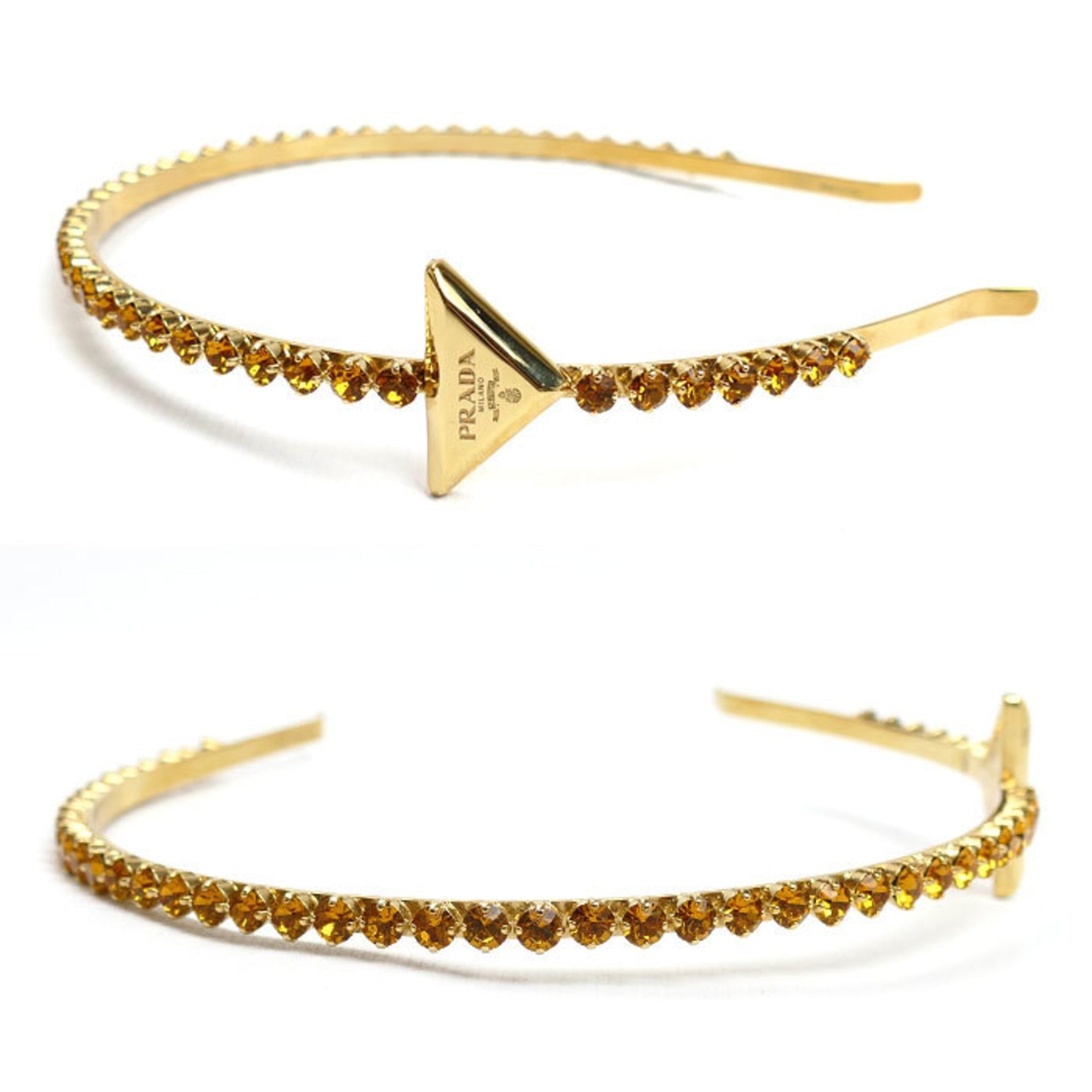PRADA Prada Brass Artificial Crystal Triangle Headband 1IH048 2CK4 F03CR Women's Hairband