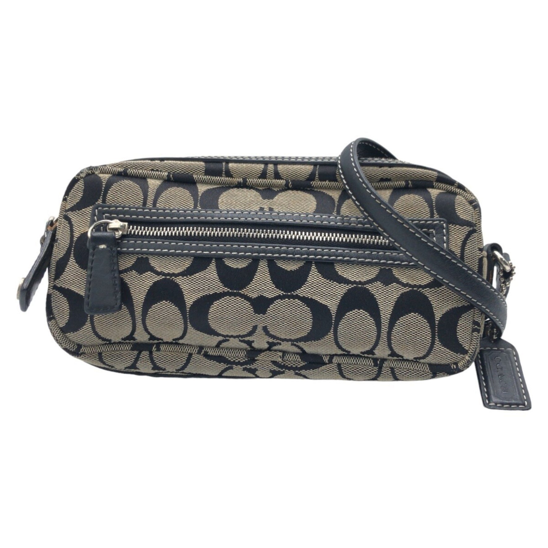 COACH Signature Silver Hardware Canvas 6073 Shoulder Bag Pochette